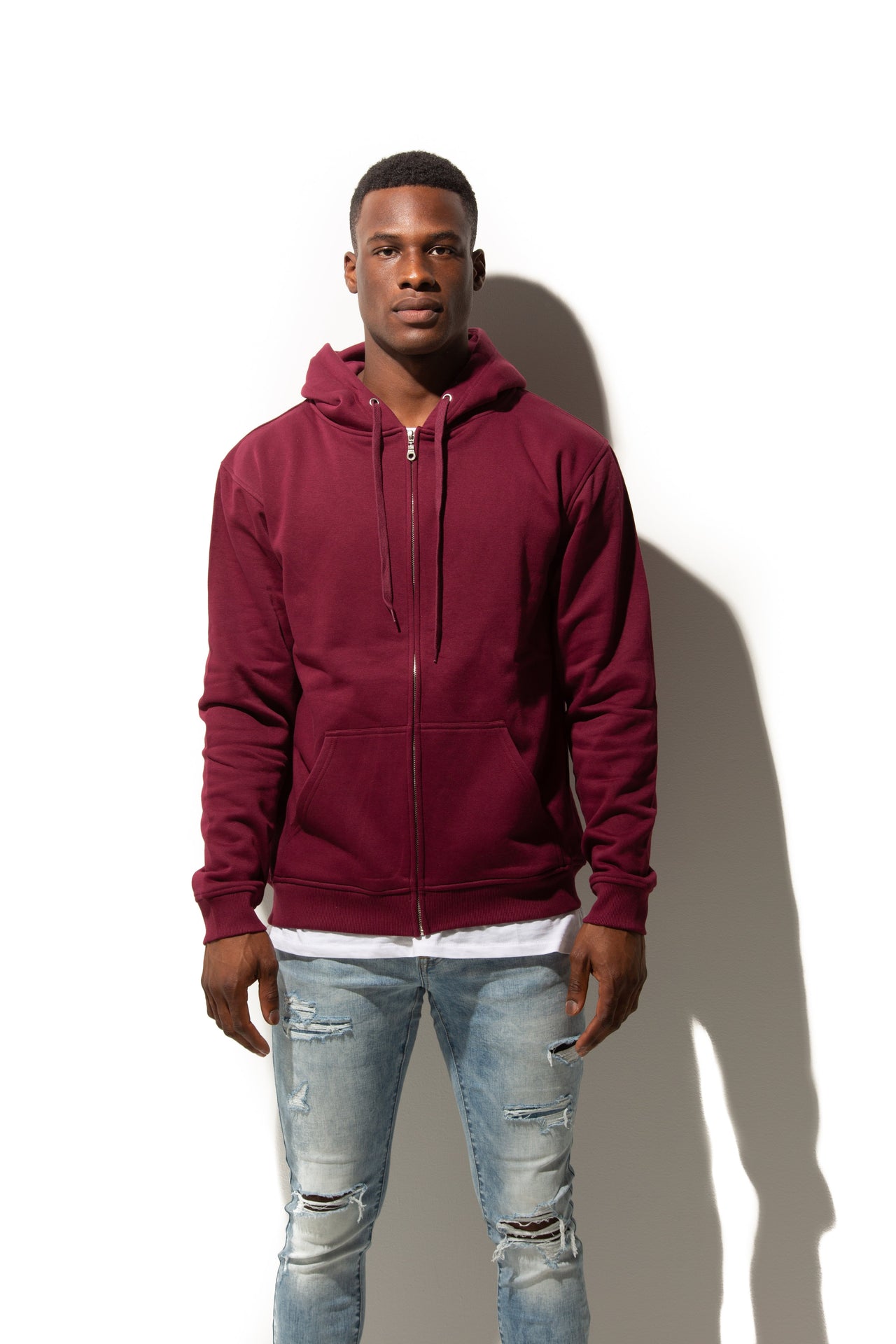 HERO-3020 Unisex Full Zip Hoodie - Maroon 3020 Adult Full-Zip Grey HERO Tops Unisex