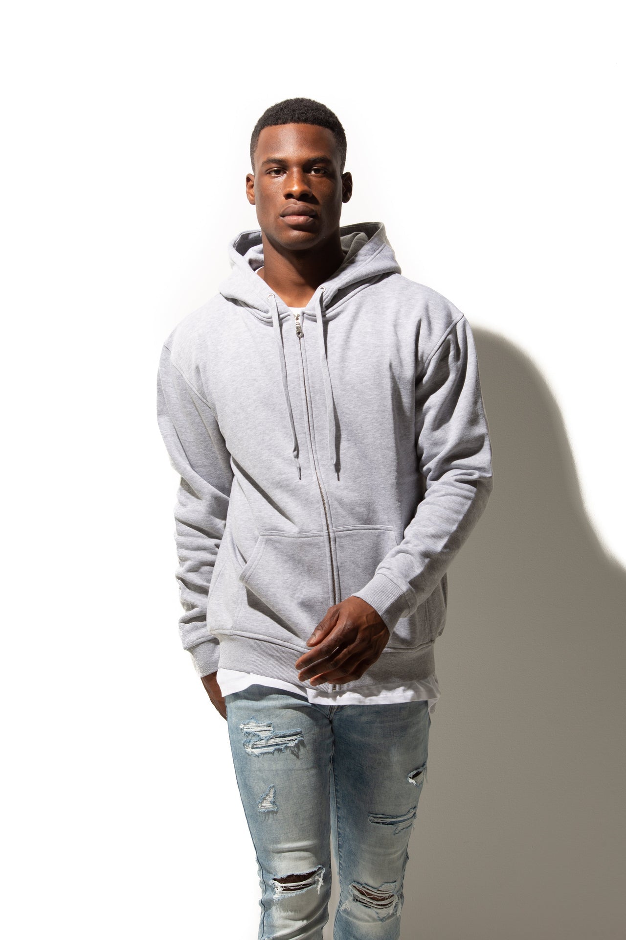 HERO-3020 Unisex Full Zip Hoodie - Sport Grey 3020 Adult Full-Zip Grey HERO Tops Unisex