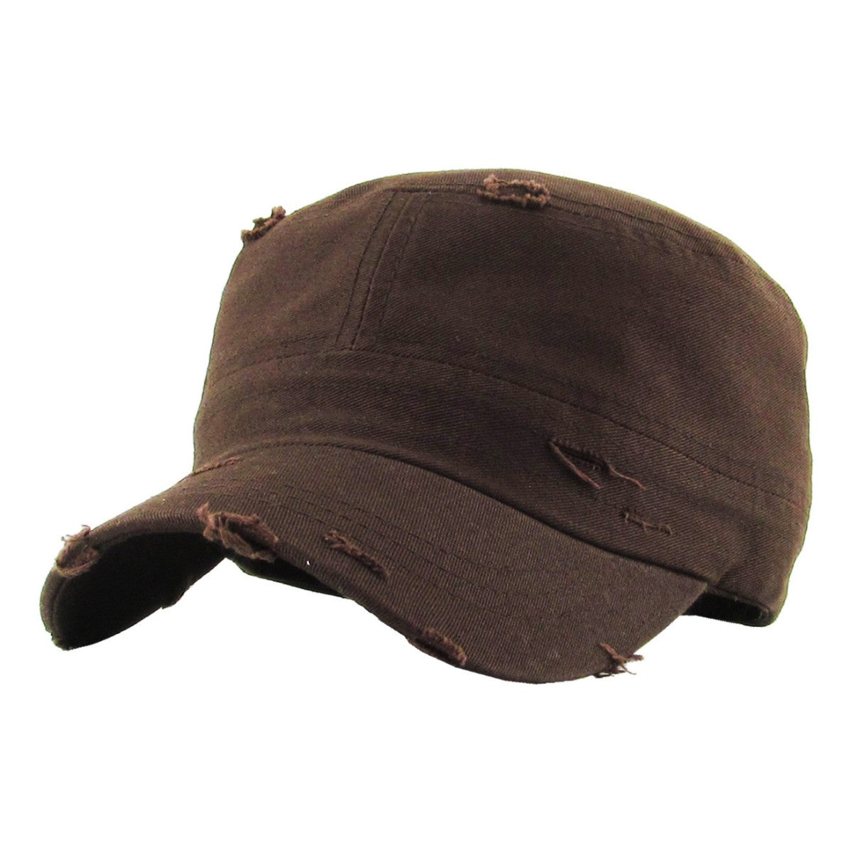 Military Cap - Vintage, Strap Closure, Multi-Coloured, OSFA Brown