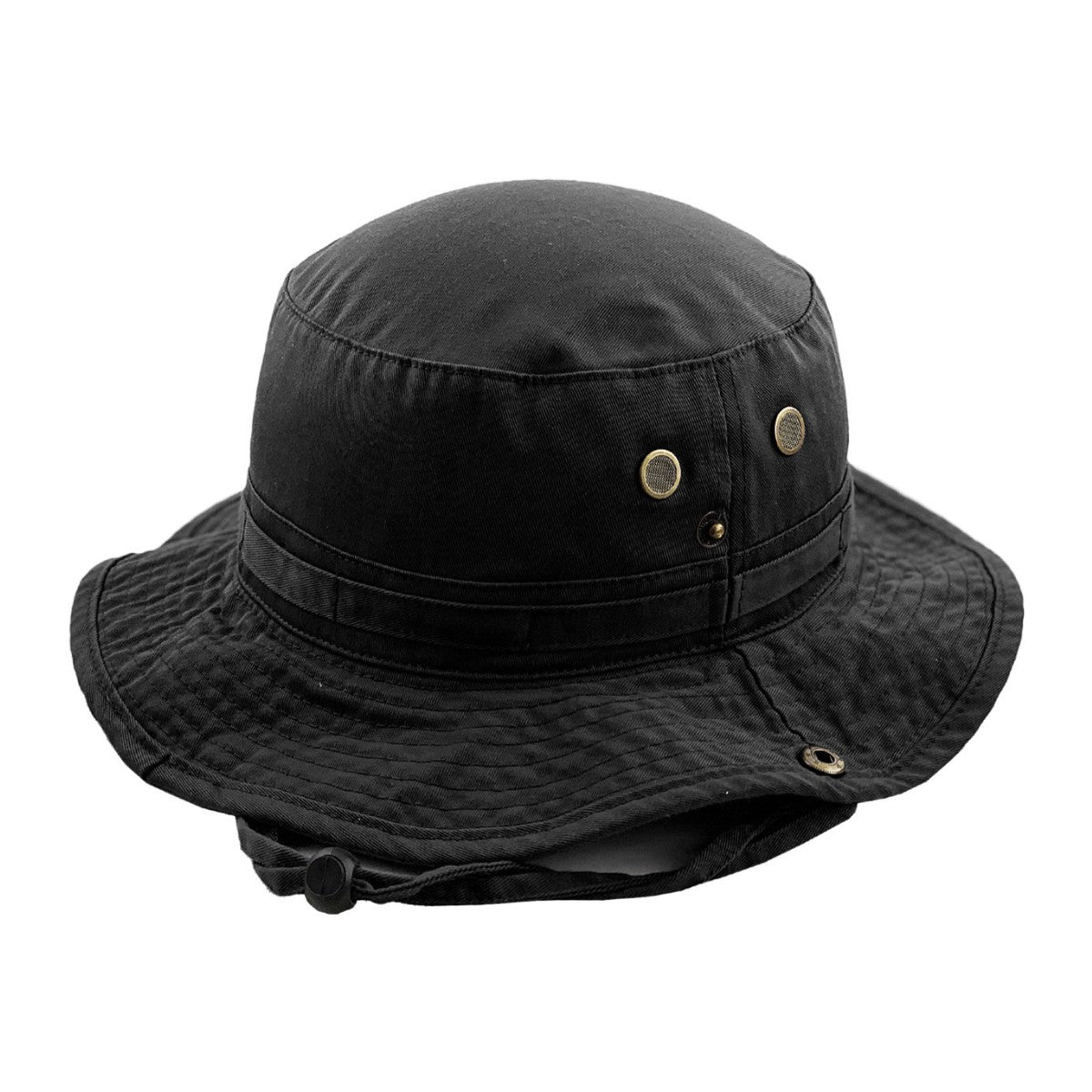 Bucket Hat with String - Multi-Coloured, L/XL Black L XL Bucket Hats