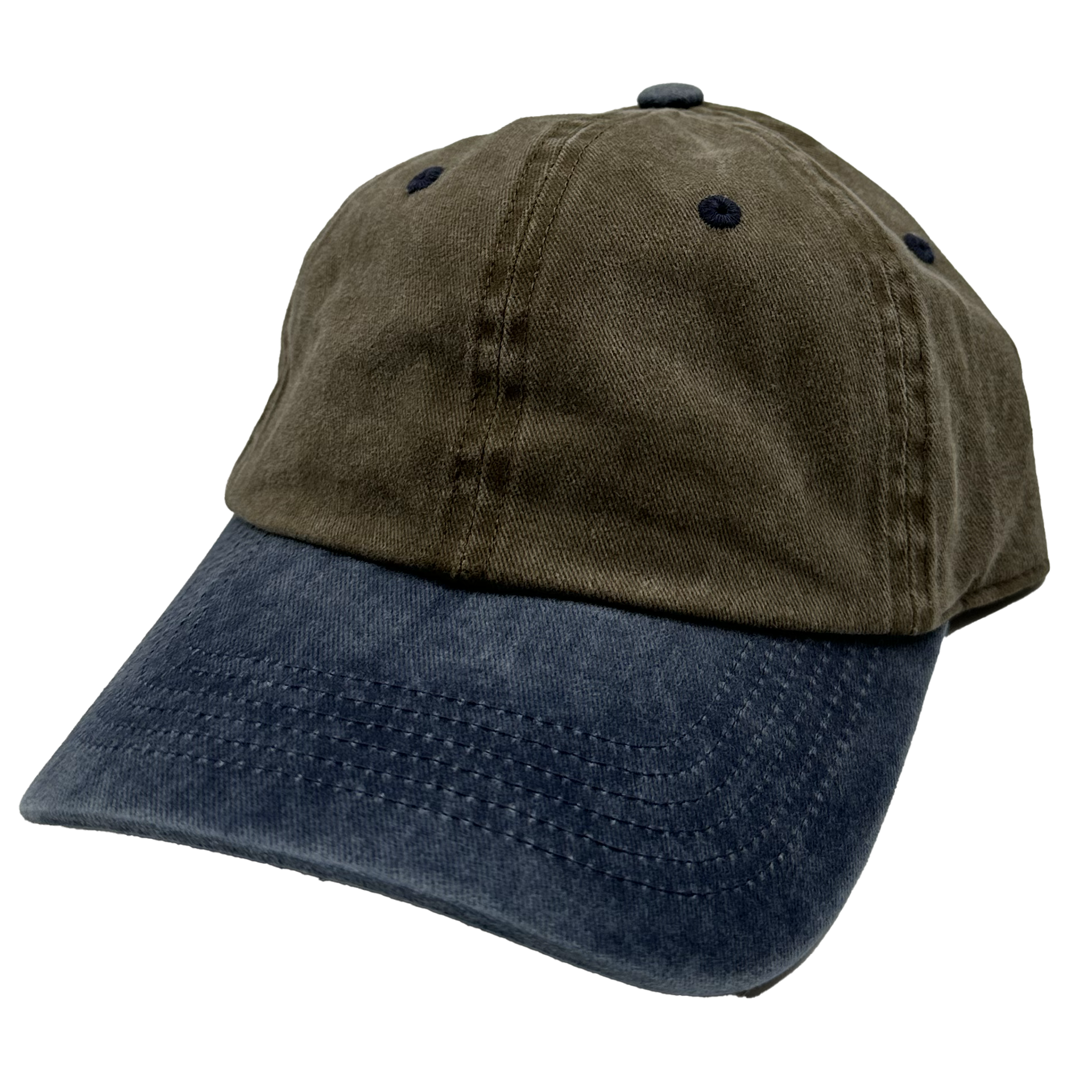GNV-1003 - Pigment Dye Cap Khaki Navy One Size 6 PANELS 6 PANELS - UNSTRUCTURED ADJUSTABLE BUCKLE BUCKLE STRAP COTTON CURVE essentials GNV-1003 low profile nissi caps Pigment Dye UNISEX UNSTRUCTURED