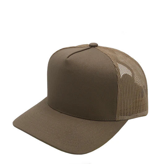 GNV-008M - Premium Pro Style Mesh Trucker Cap Khaki One Size 5 PANELS COMING SOON COTTON / POLYESTER CURVE HIGH PROFILE MESH NISSI nissi caps SNAPBACK STRUCTURED TRUCKER MESH UNISEX
