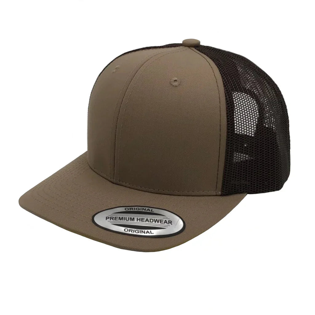 GNV-6606T - Premium Trucker Mesh Cap Khaki Brown ONE SIZE 6 PANELS CAP COTTON / POLYESTER CURVE headwear MESH mid profile nissi caps SNAPBACK STRUCTURED TRUCKER MESH UNISEX