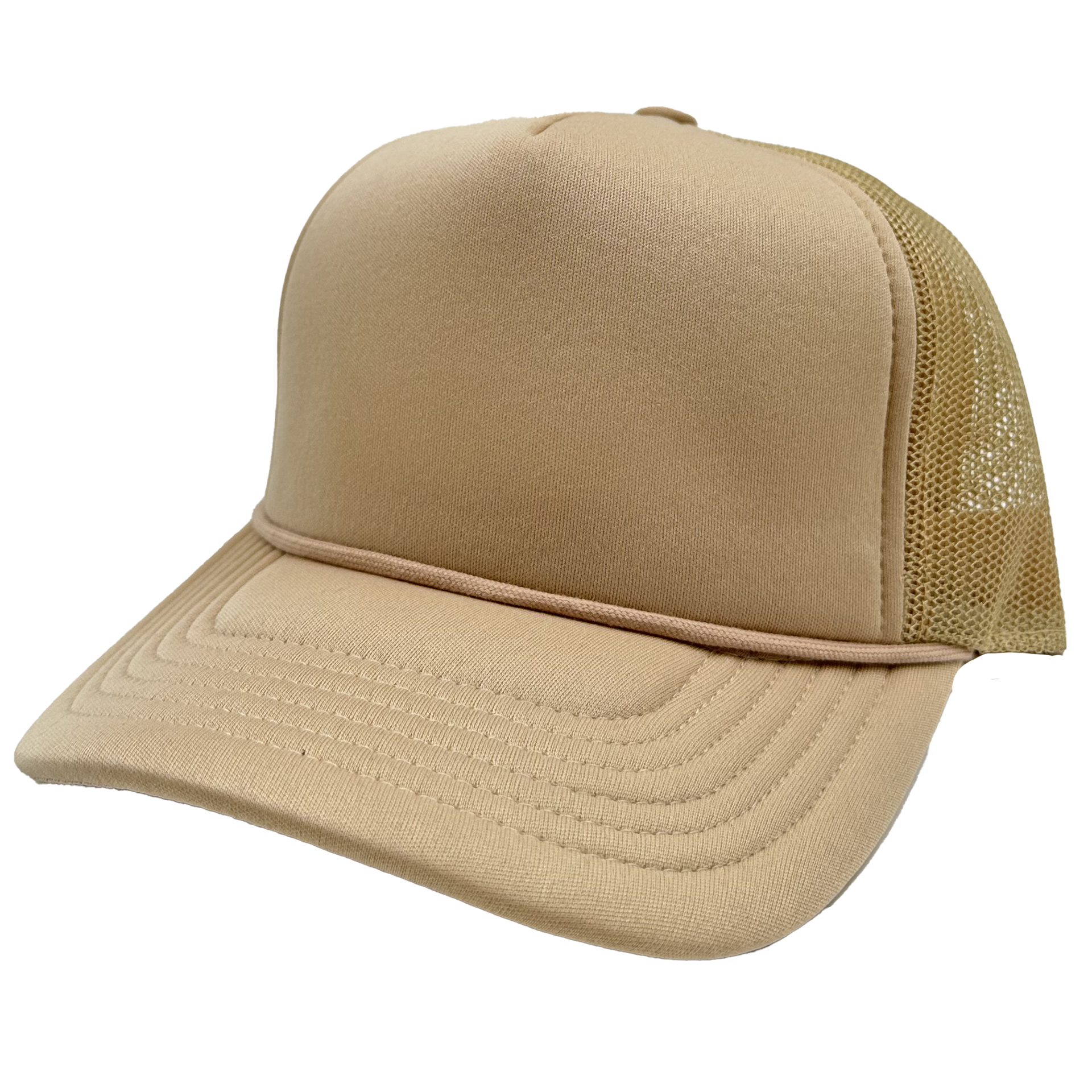 GNV-1222FT - Foam Trucker Cap Khaki One Size 5 PANELS COTTON / POLYESTER CURVE FOAM GNV-1222FT HIGH PROFILE MESH nissi caps SNAPBACK UNISEX