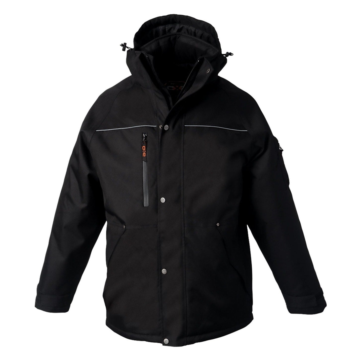 L01100 - Defender - Heavy Duty Insulated Parka w/ Detachable Hood Black 1100 adult CX2 Rugged mens winter coat