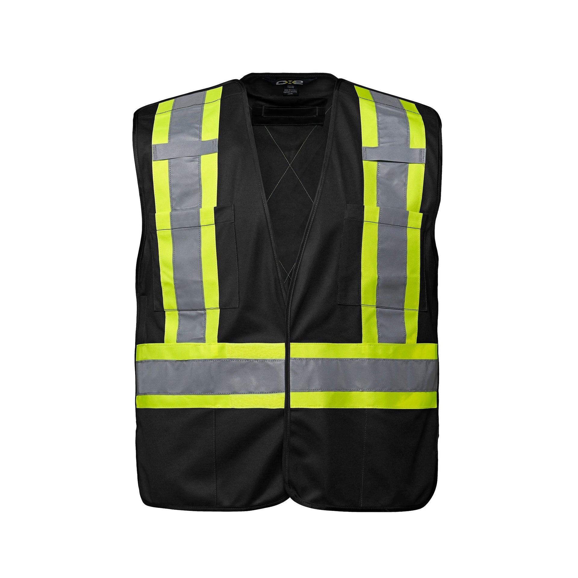 L01145 - Vanguard - Tricot Hi-Vis 5 Point Tear-Away Vest - Dual Sized Black 1145 __label:IN-STOCK CX2 Hi-Vis hi-vis safety vest