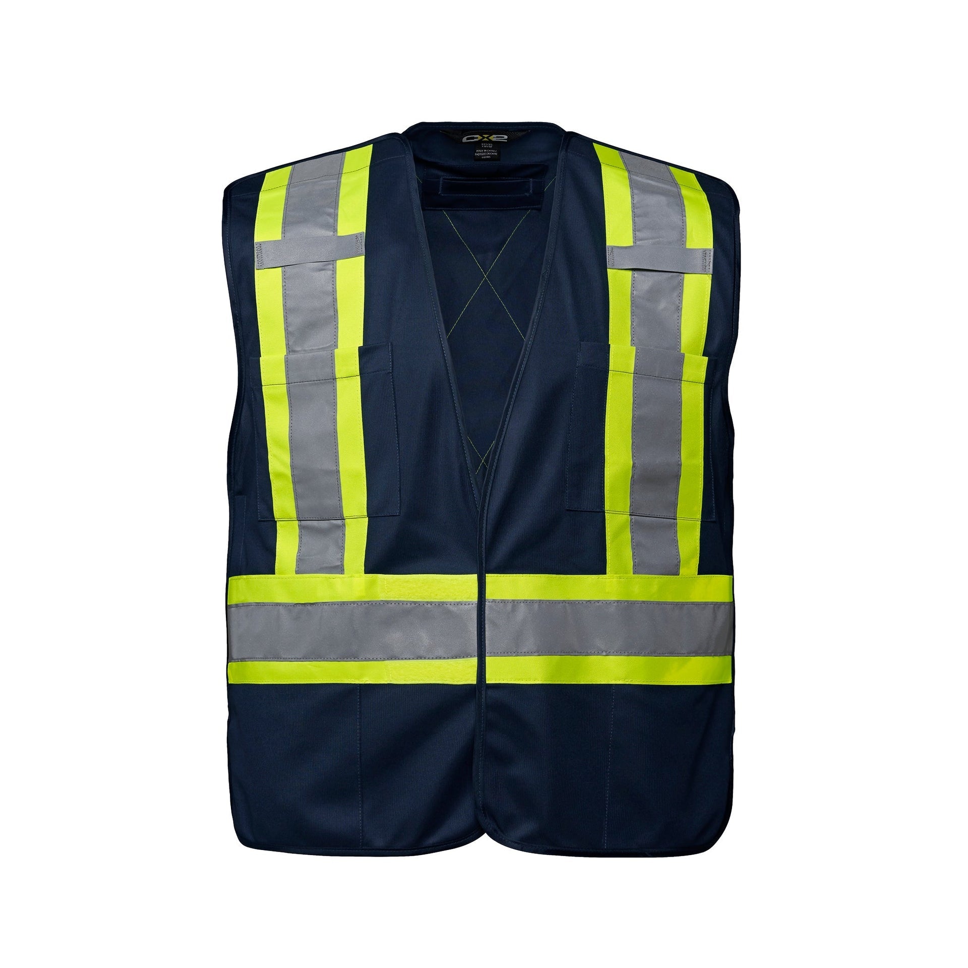 L01145 - Vanguard - Tricot Hi-Vis 5 Point Tear-Away Vest - Dual Sized Navy 1145 __label:IN-STOCK CX2 Hi-Vis hi-vis safety vest