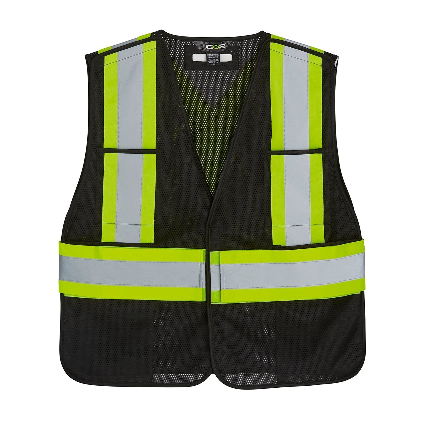 L01180 - Patrol - Mesh Hi-Vis 5 Point Tear Away Vest - One Size Black AS 1180 construction vest CX2 Hi-Vis