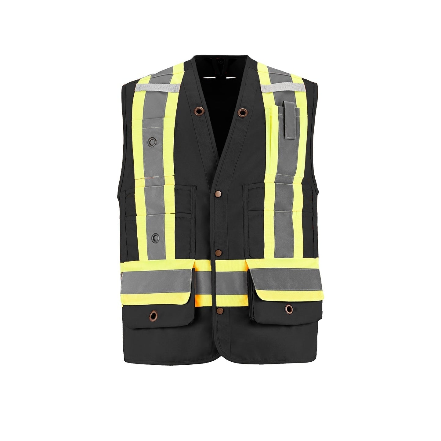 L01190 - Surveyor - Hi-Vis Surveyor’s Vest - Sized Black 1190 __label: NEW adult construction vest CX2 Hi-Vis mens