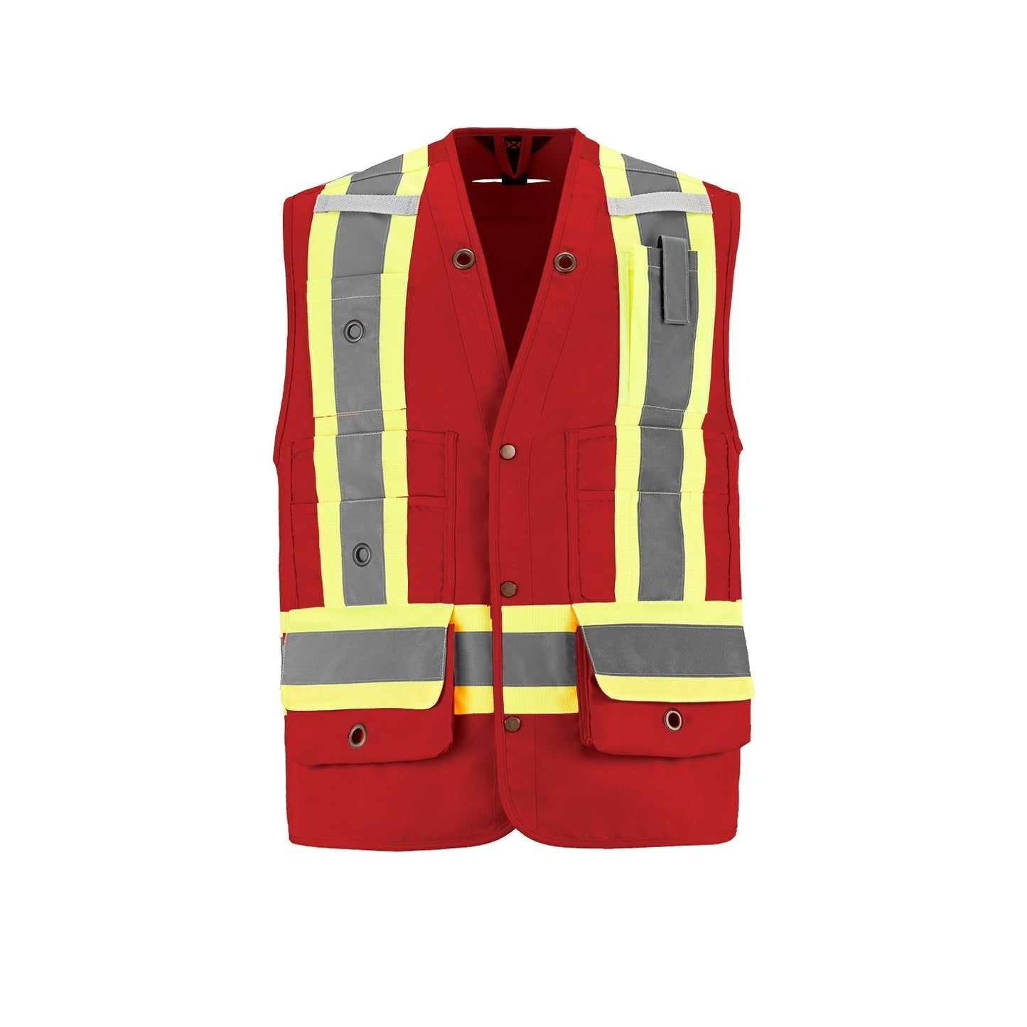 L01190 - Surveyor - Hi-Vis Surveyor’s Vest - Sized Red 1190 __label: NEW adult construction vest CX2 Hi-Vis mens