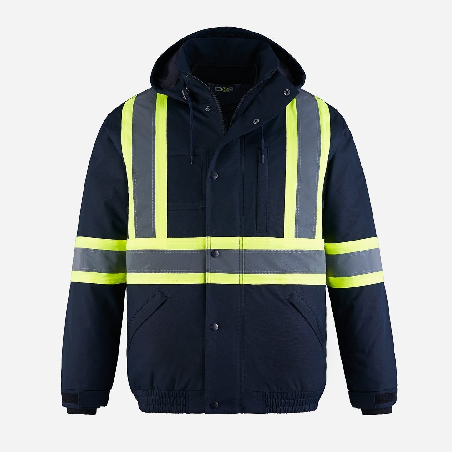 L01277 - Peterbuilt - Hi-Vis 3 in 1 Bomber Jacket w/ Detachable Hood Navy 1277 adult CX2 Hi-Vis mens