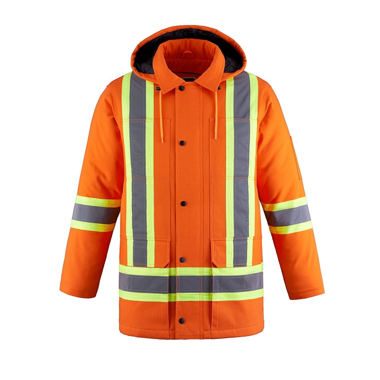 L01292 - Kingpin - Cotton Canvas Hi-Vis Insulated Parka w/ Detachable Hood Orange 1292 adult CX2 Hi-Vis mens