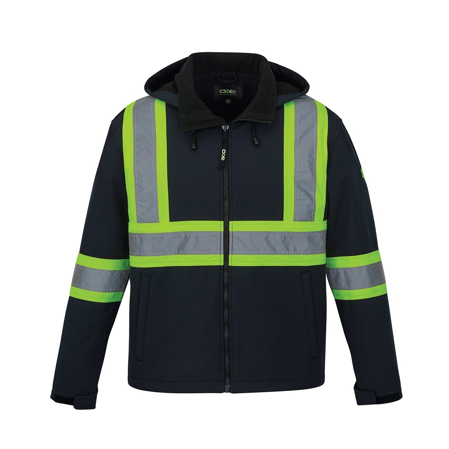 L01305 - Shield - Hi-Vis Softshell Jacket w/ Detachable Hood Navy 1305 adult CX2 Hi-Vis mens