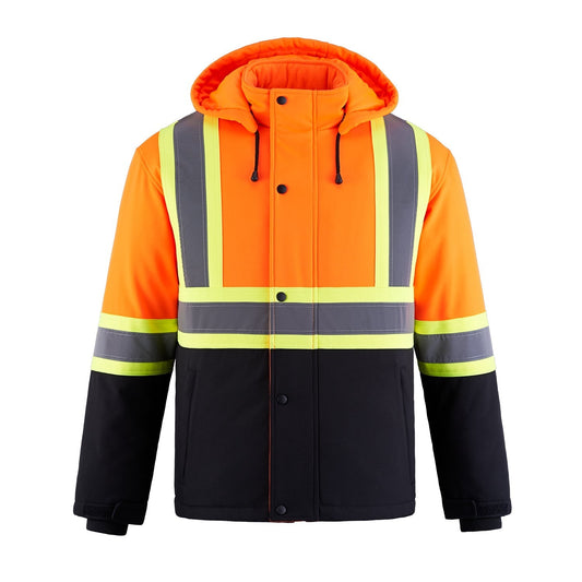 L01310 - Freightliner - Hi-Vis Insulated Softshell Jacket w/ Detachable Hood Hi-Vis Orange 1310 adult CX2 Hi-Vis mens