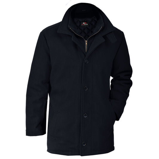 L00329 - Bayside - Men's Melton Insulated Peacoat Navy 329 adult black button up coat Canada Sportswear collegiate Jacket melton mens navy pea coat sv team trench coat varsity