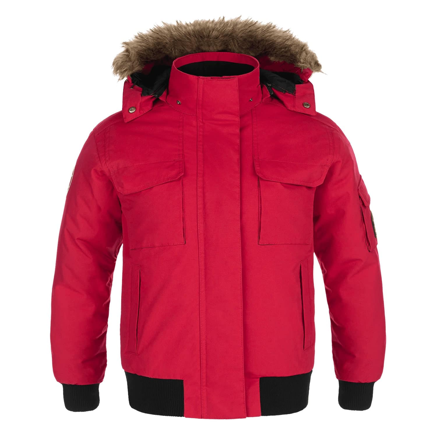 L06076 - Intense - Ladies Cold Weather Bomber Jacket w/ Detachable Hood Red 6076 Heritage 54 Ladies winter coat Women