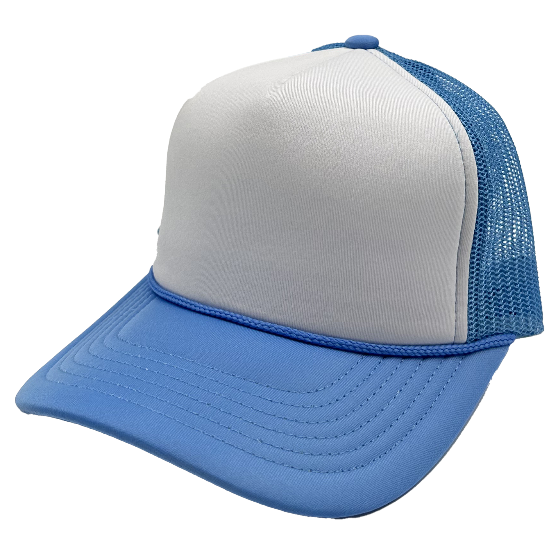 GNV-1222FT - Foam Trucker Cap Light Blue White One Size 5 PANELS COTTON / POLYESTER CURVE FOAM GNV-1222FT HIGH PROFILE MESH nissi caps SNAPBACK UNISEX