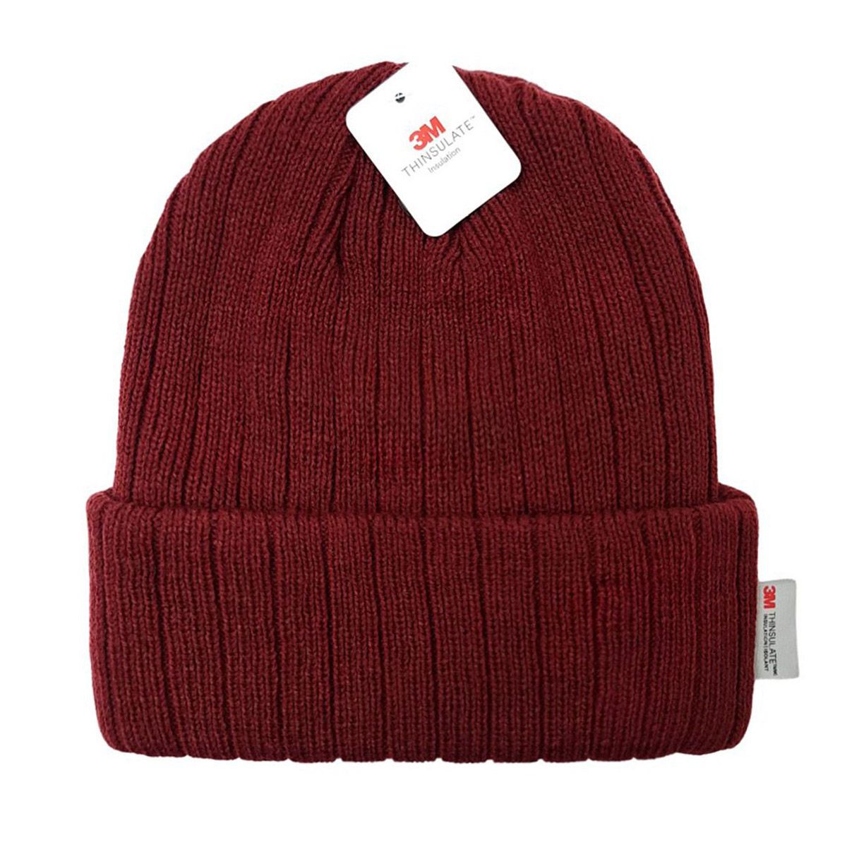 3M Thinsulate Ribbed Toque - JF, Lining, Multi-Coloured Burgundy OSFA