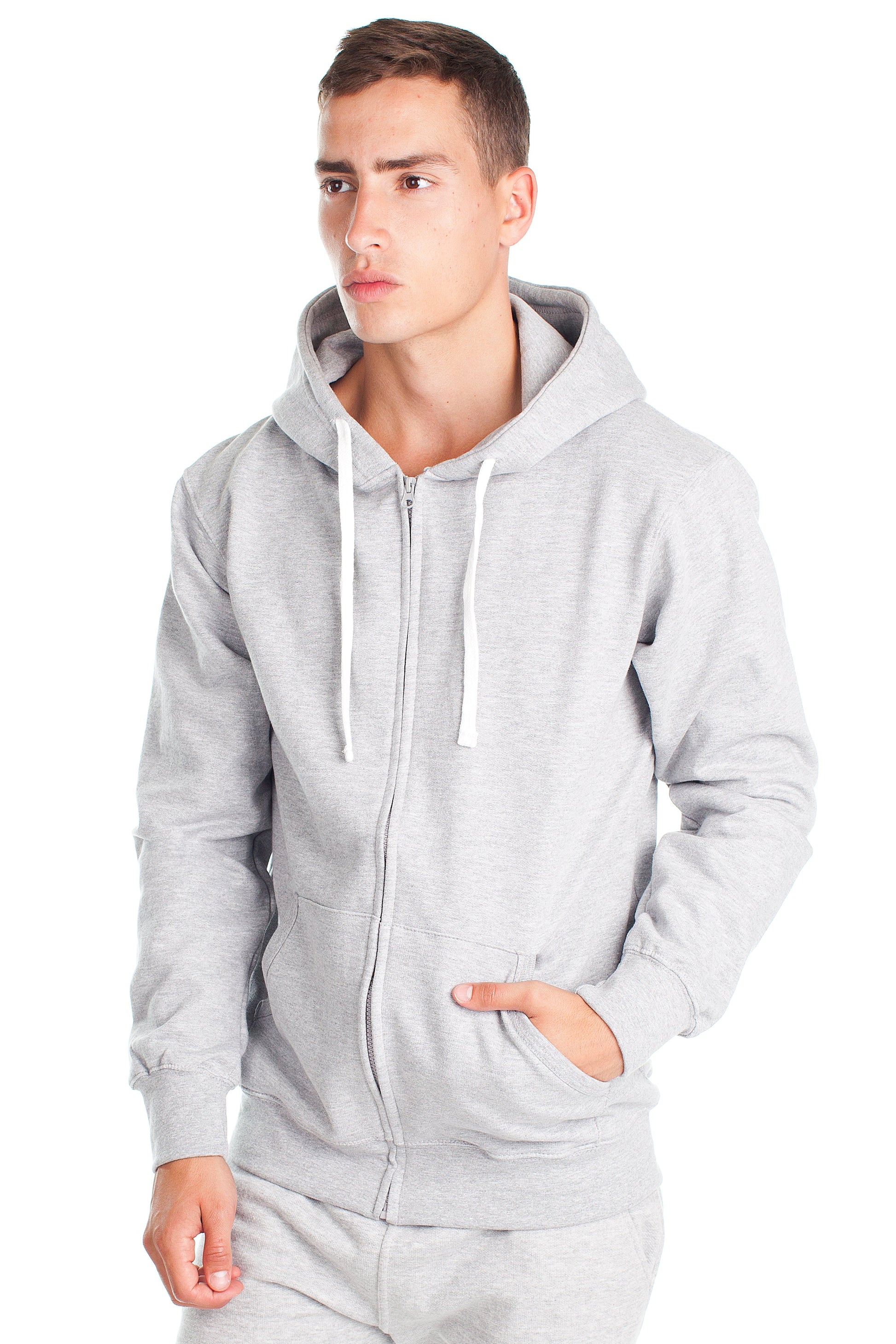 MR920 GREY MIX Zip Up Hoodie