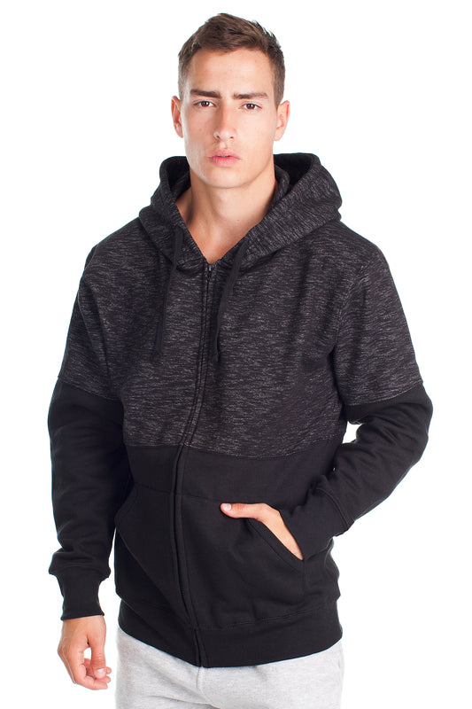 BSD820 BLACK SPACE DYE Black Space Dye 280 GSM 50 poly / 50 cotton Zip Up Hoodie