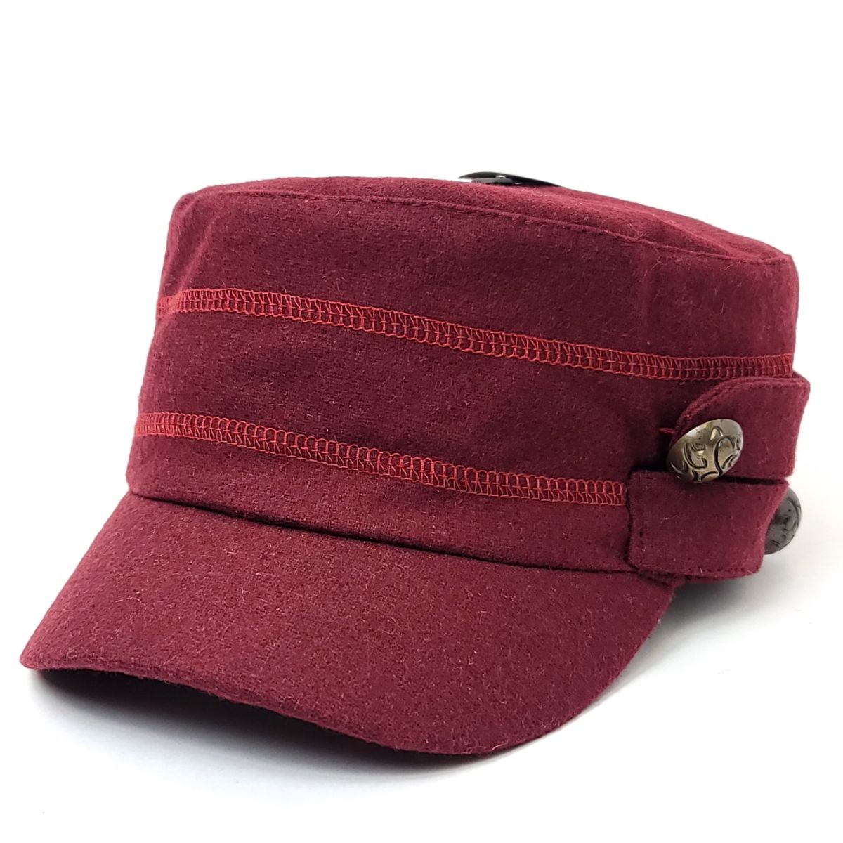 Cadet Cap - Buttons Decor, HC0717, Multi-Coloured Red OSFA Military Cap