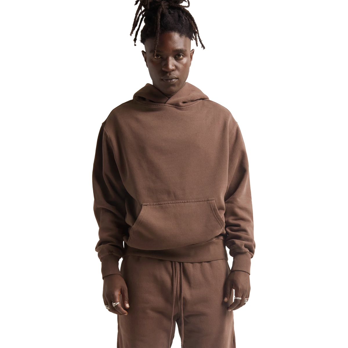 SHAKA WEAR Los Angeles Garment Dye Fleece Hoodie, - 13.5 Oz, Mocha