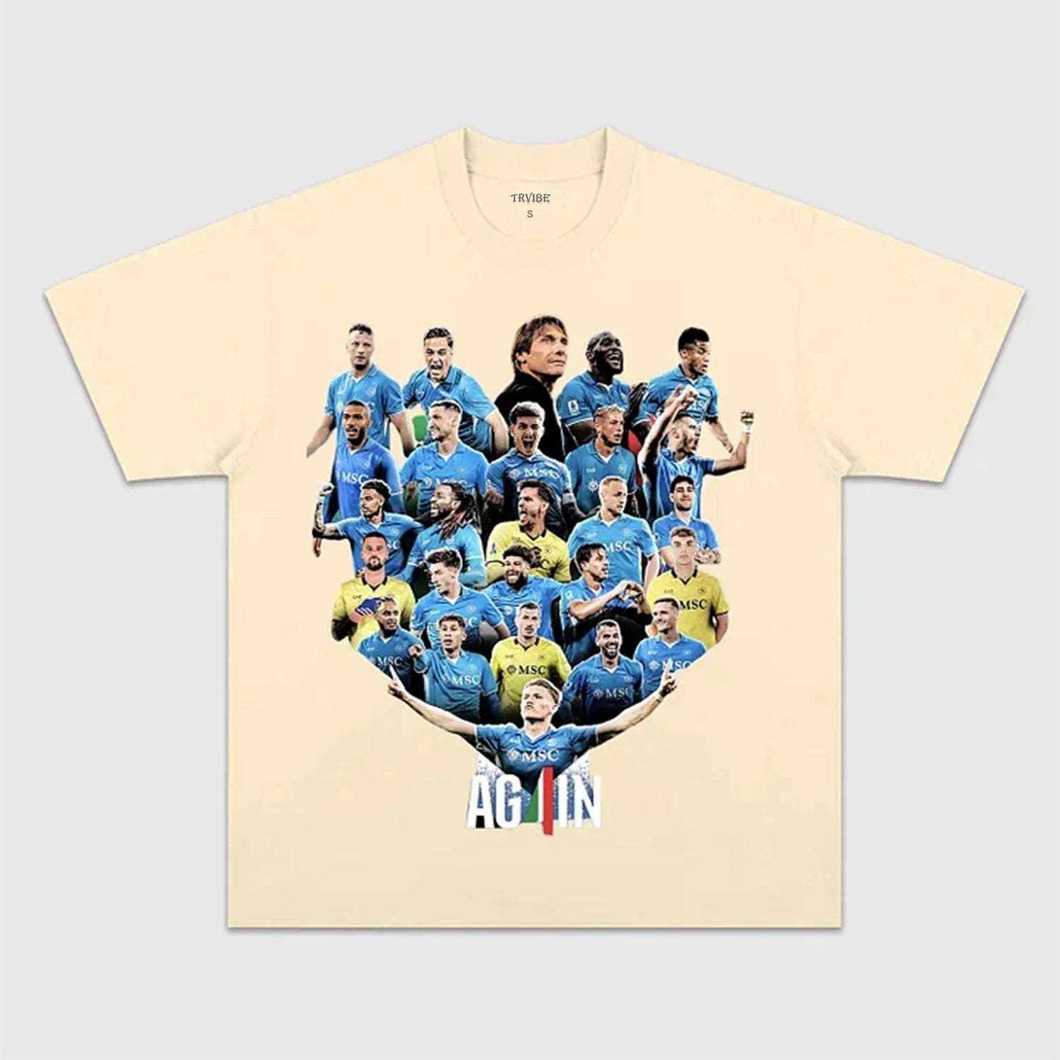 NAPOLI WIN 4TH SERIE A TITLE TEE IVORY TEE SOCCER SPORT