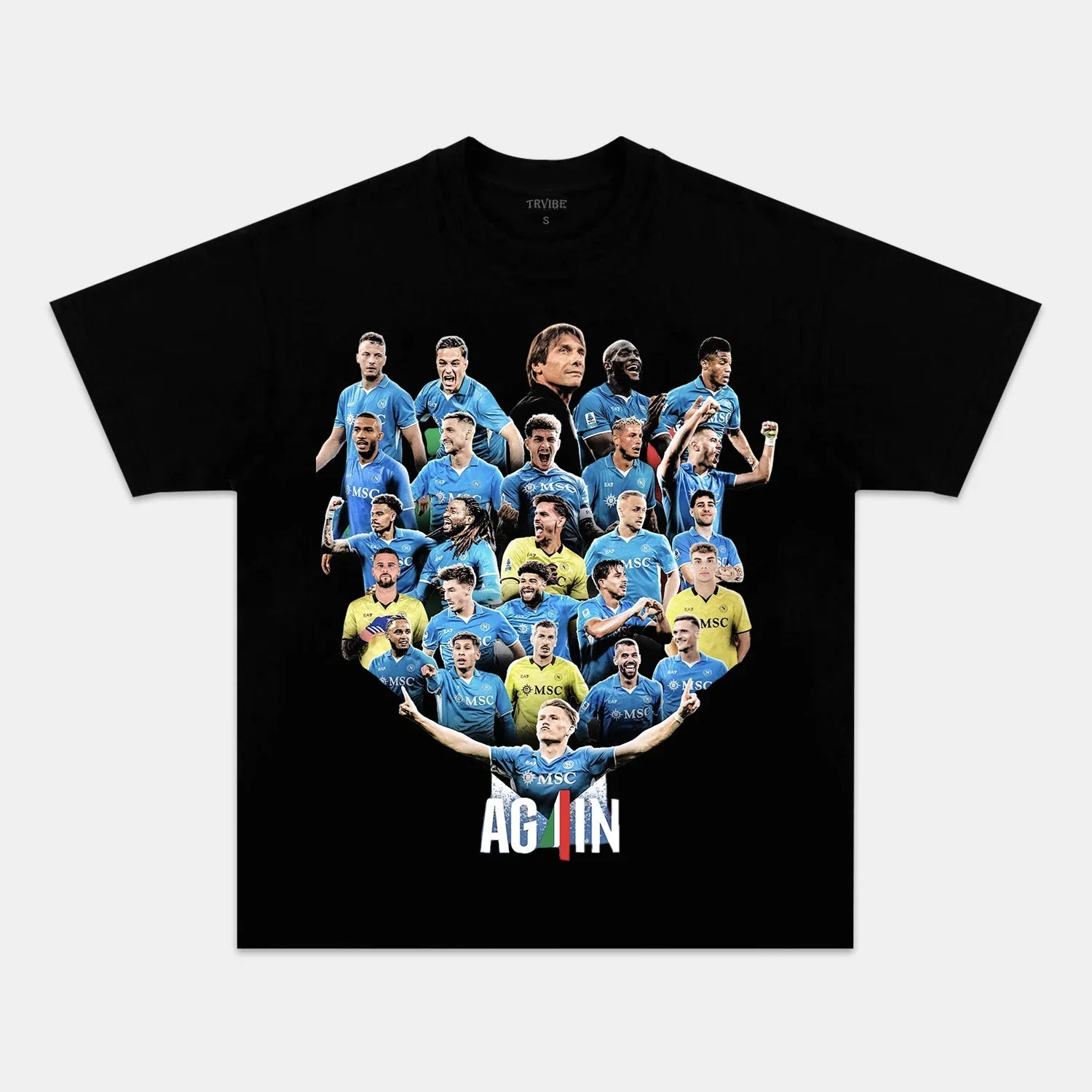NAPOLI WIN 4TH SERIE A TITLE TEE BLACK TEE SOCCER SPORT