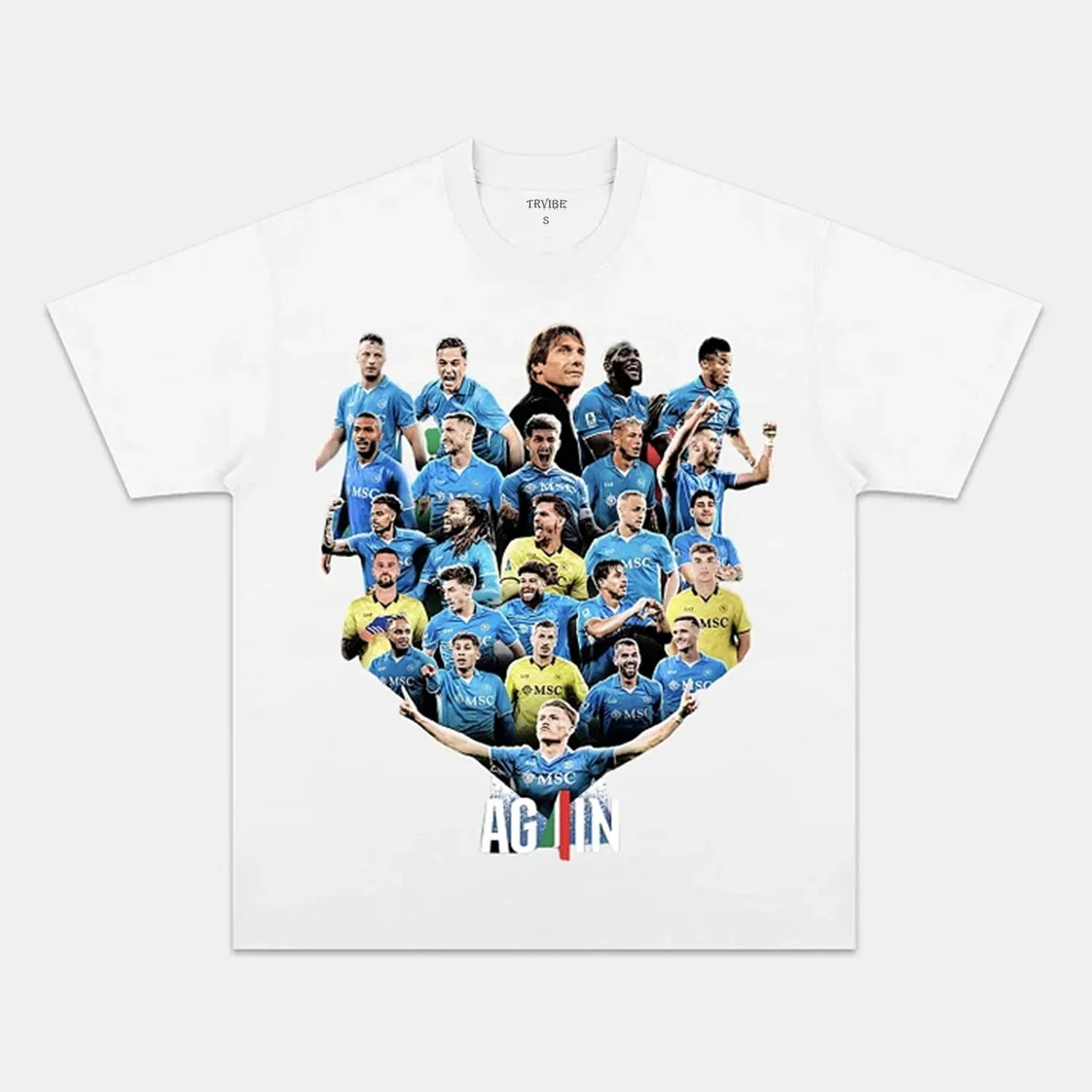 NAPOLI WIN 4TH SERIE A TITLE TEE WHITE TEE SOCCER SPORT