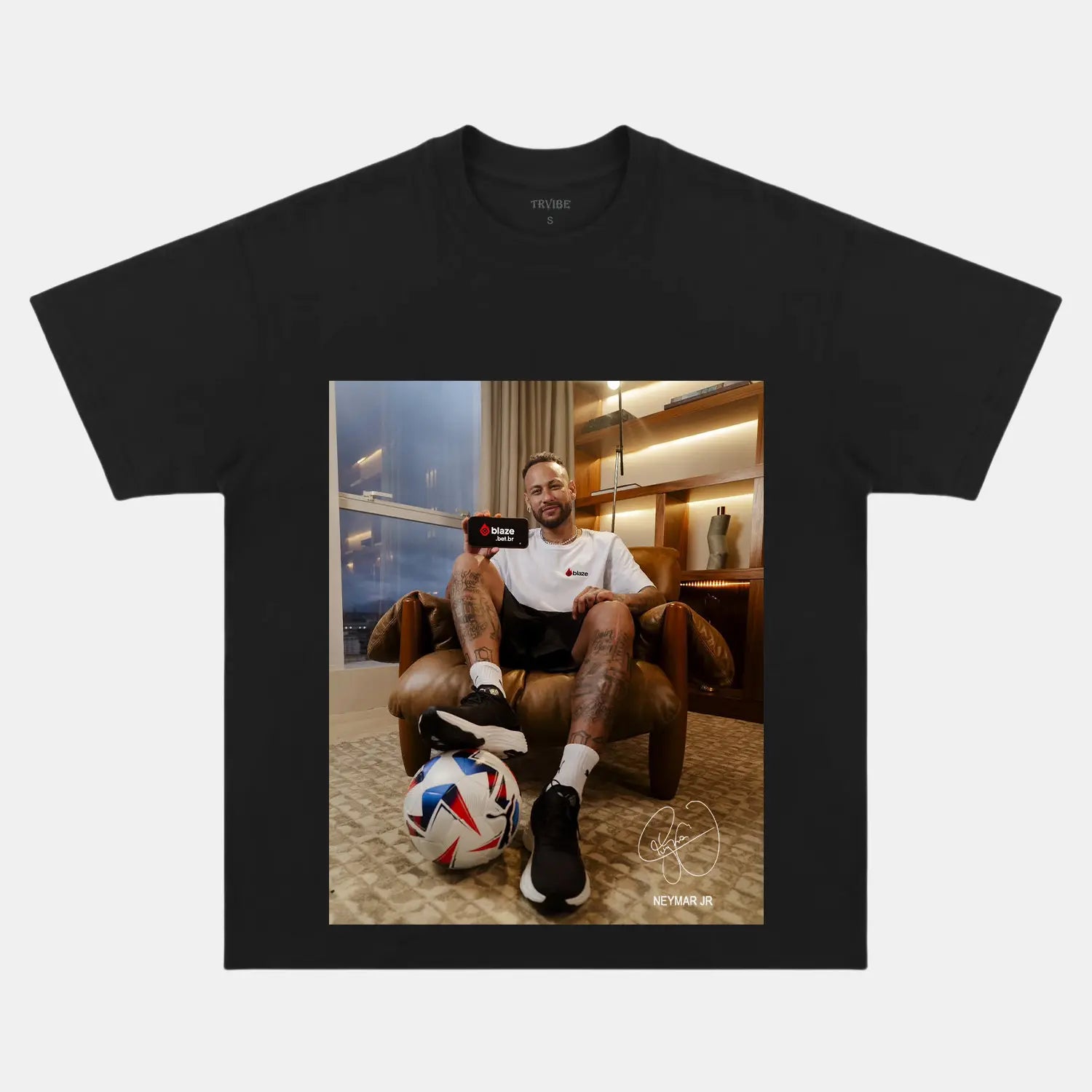 NEYMAR JR VINTAGE CLOTHES BLACK TEE SOCCER SPORT
