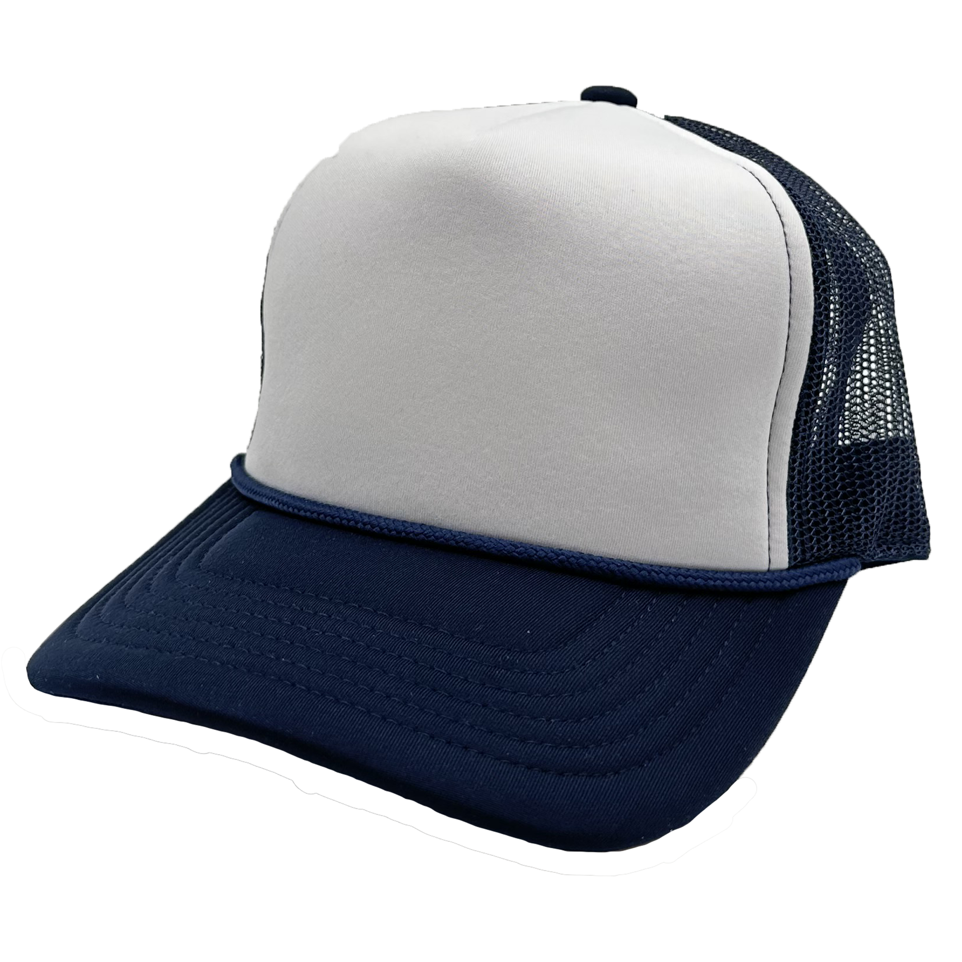 GNV-1222FT - Foam Trucker Cap Navy White One Size 5 PANELS COTTON / POLYESTER CURVE FOAM GNV-1222FT HIGH PROFILE MESH nissi caps SNAPBACK UNISEX