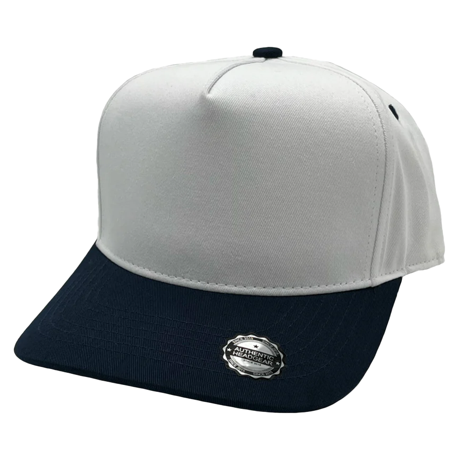 GNV-007 - Premium Pro Style Cap Navy White One Size 5 PANELS COMING SOON COTTON / POLYESTER CURVE HIGH PROFILE NISSI nissi caps SNAPBACK STRUCTURED UNISEX