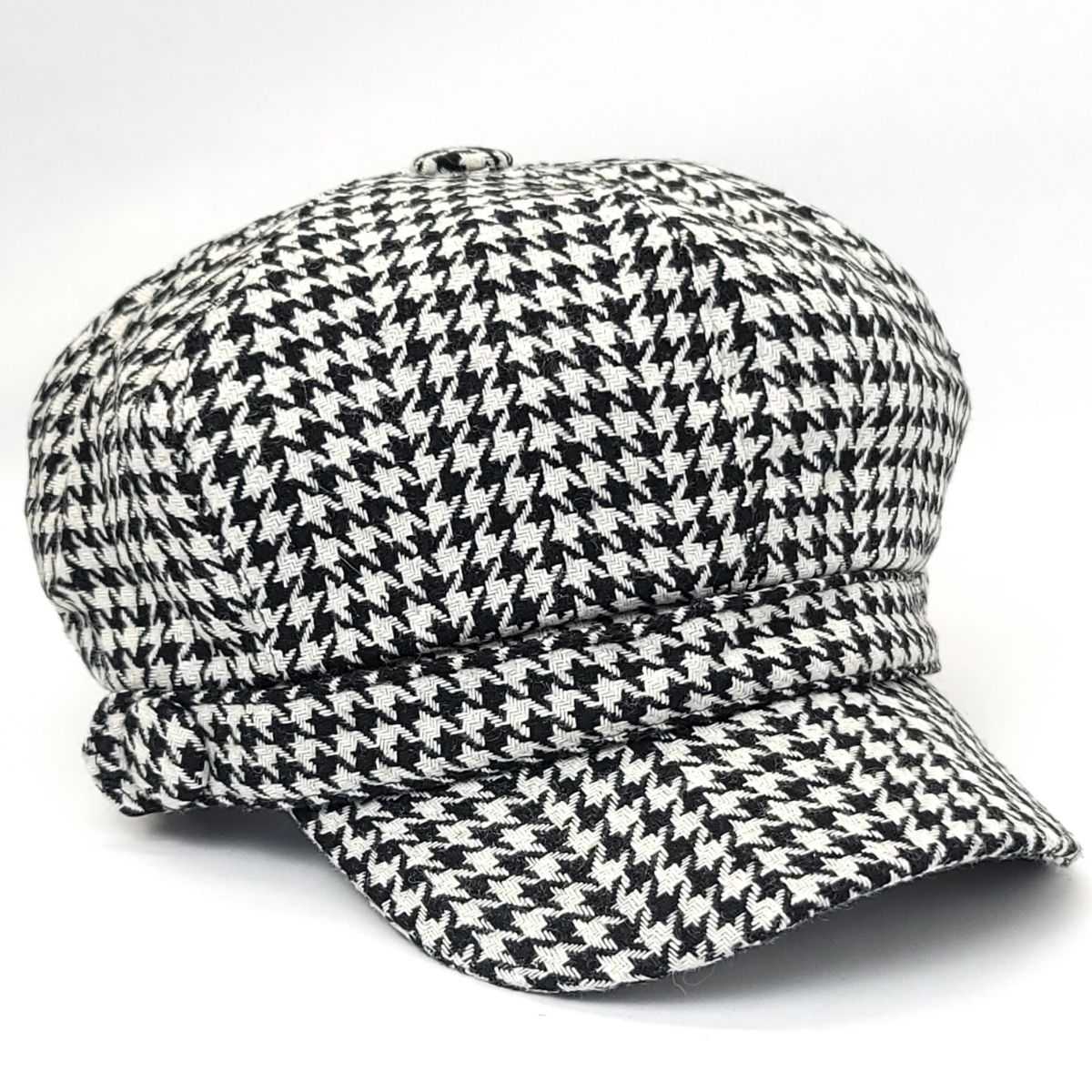 Newsboy Hat - Houndstooth, Brown & Black Black OSFA Dozen Special Mix&Match