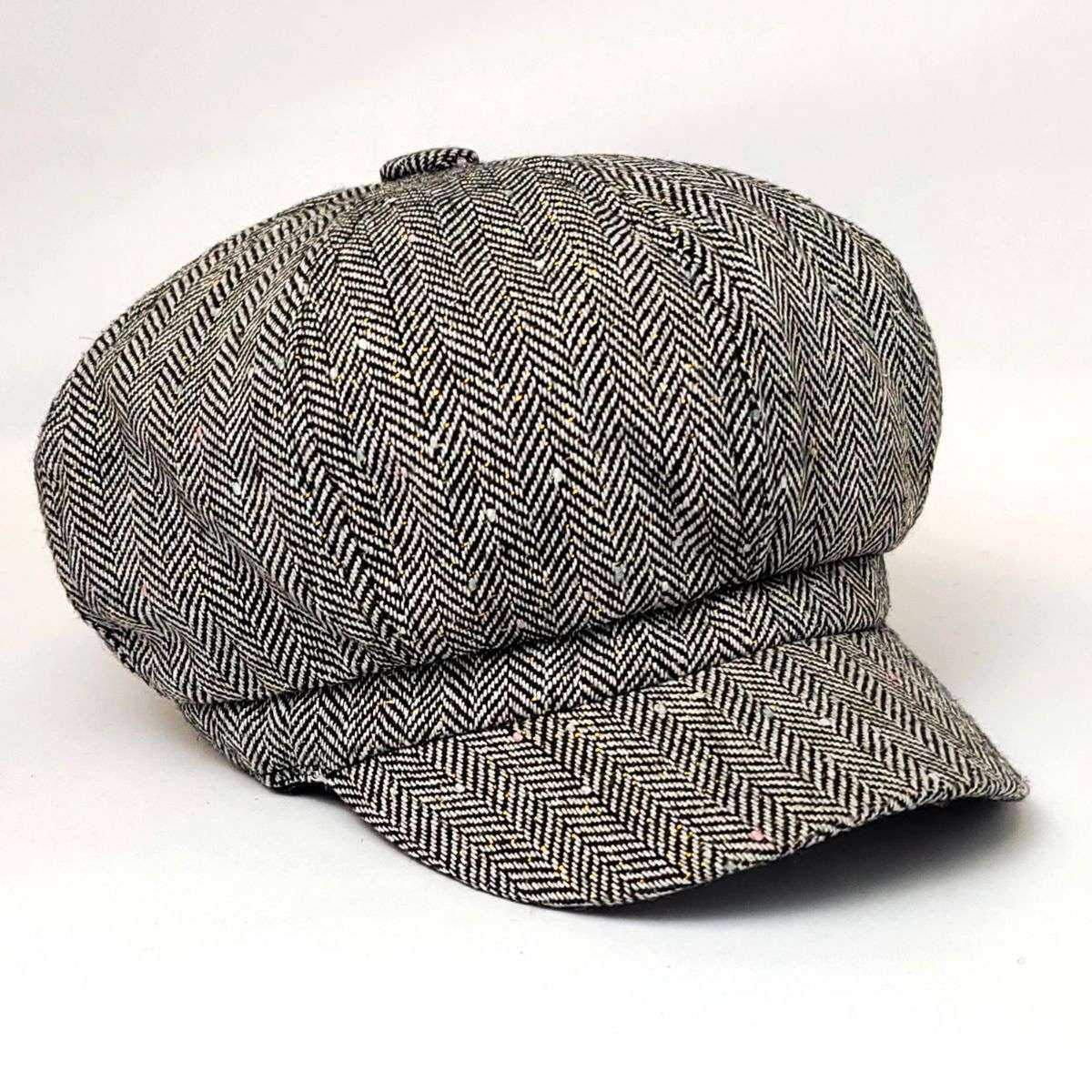 Newsboy Hat - Herringbone, Glitter, Multi-Coloured Black OSFA Dozen Special Mix&Match