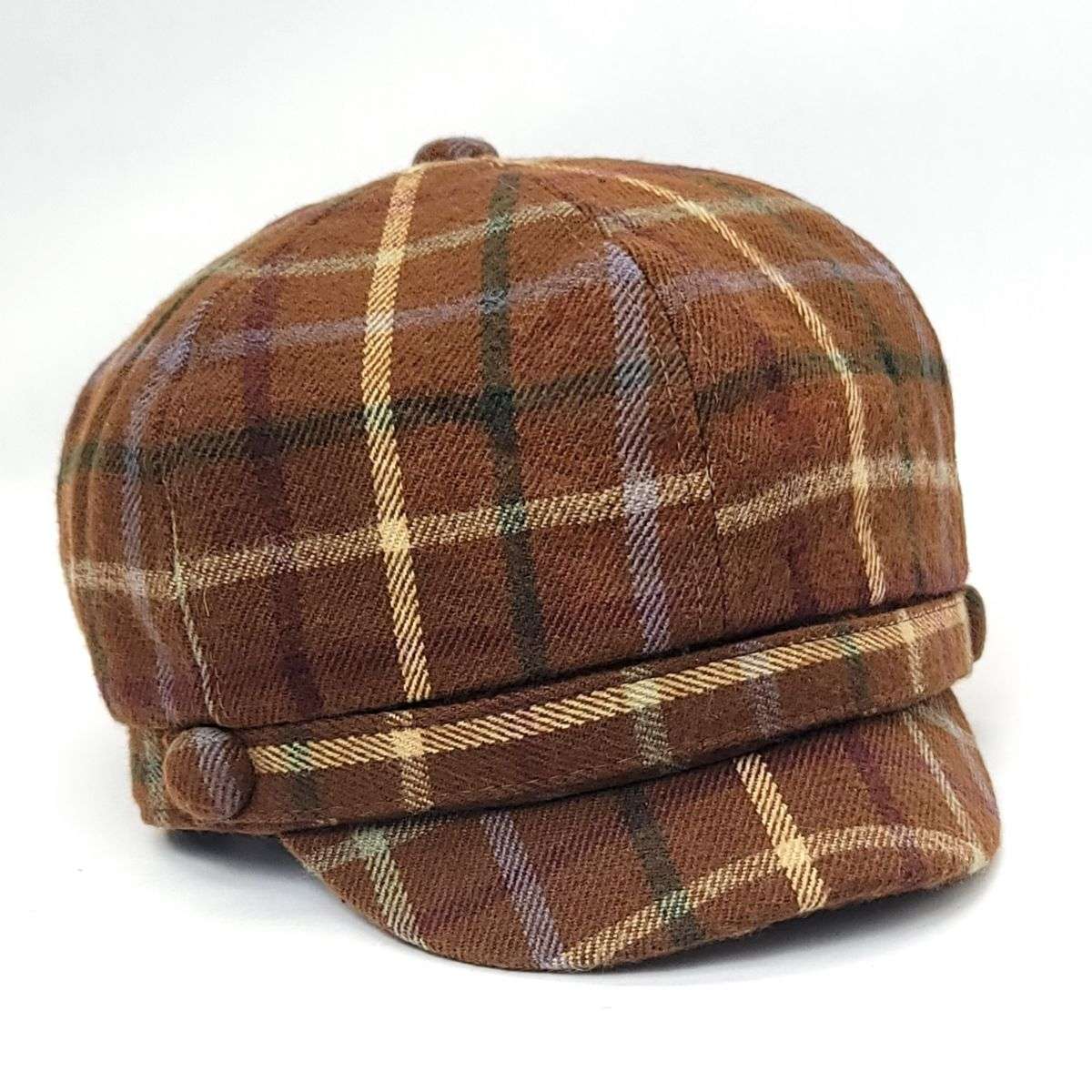 Newsboy Hat - Plaid Pattern, Brown OSFA Dozen Special Mix&Match