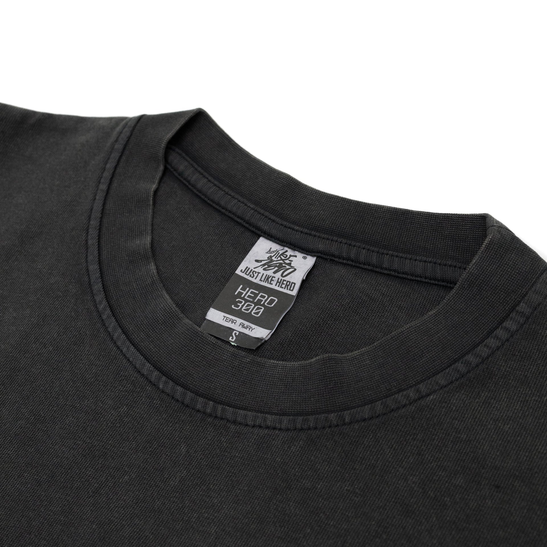 HERO-300 Unisex Super Heavy Oversized Tee - Acid Black 300 Adult Black HERO Tops Unisex