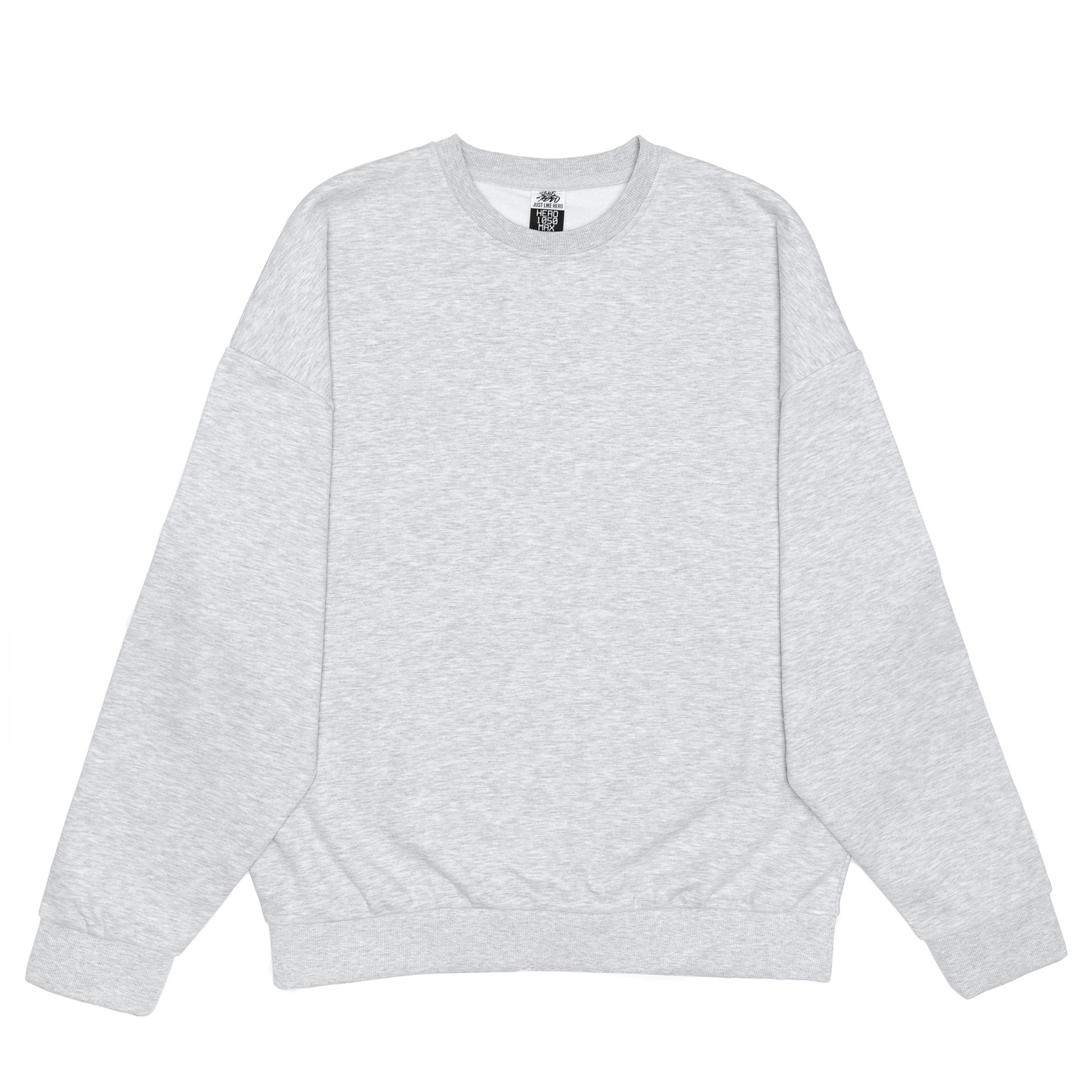 HERO-1050 MAX Unisex Blank Crewneck Sweatshirt - Ash Heather 1050M 2XL Adult Crewneck HERO L M MAX S Tops Unisex XL XS