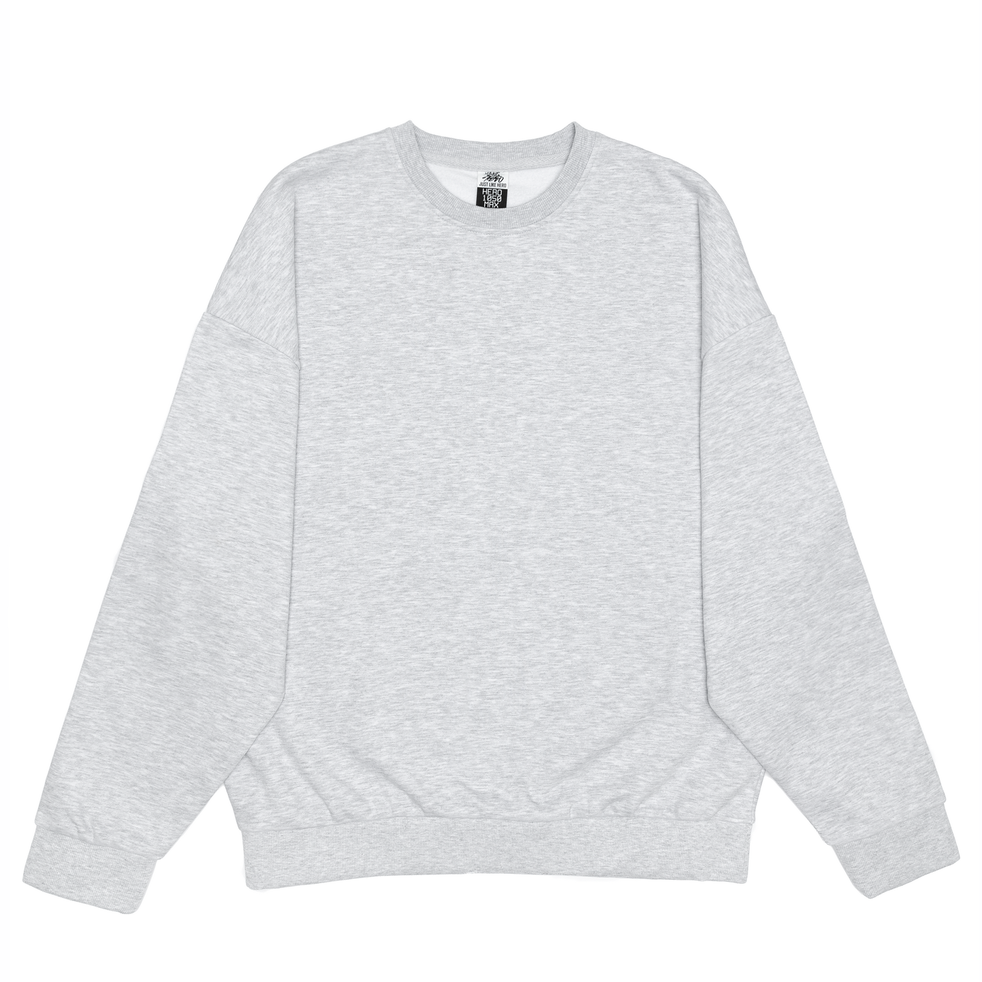 HERO-1050 MAX Unisex Blank Crewneck Sweatshirt - Ash Heather 1050M Adult Crewneck HERO MAX Tops Unisex