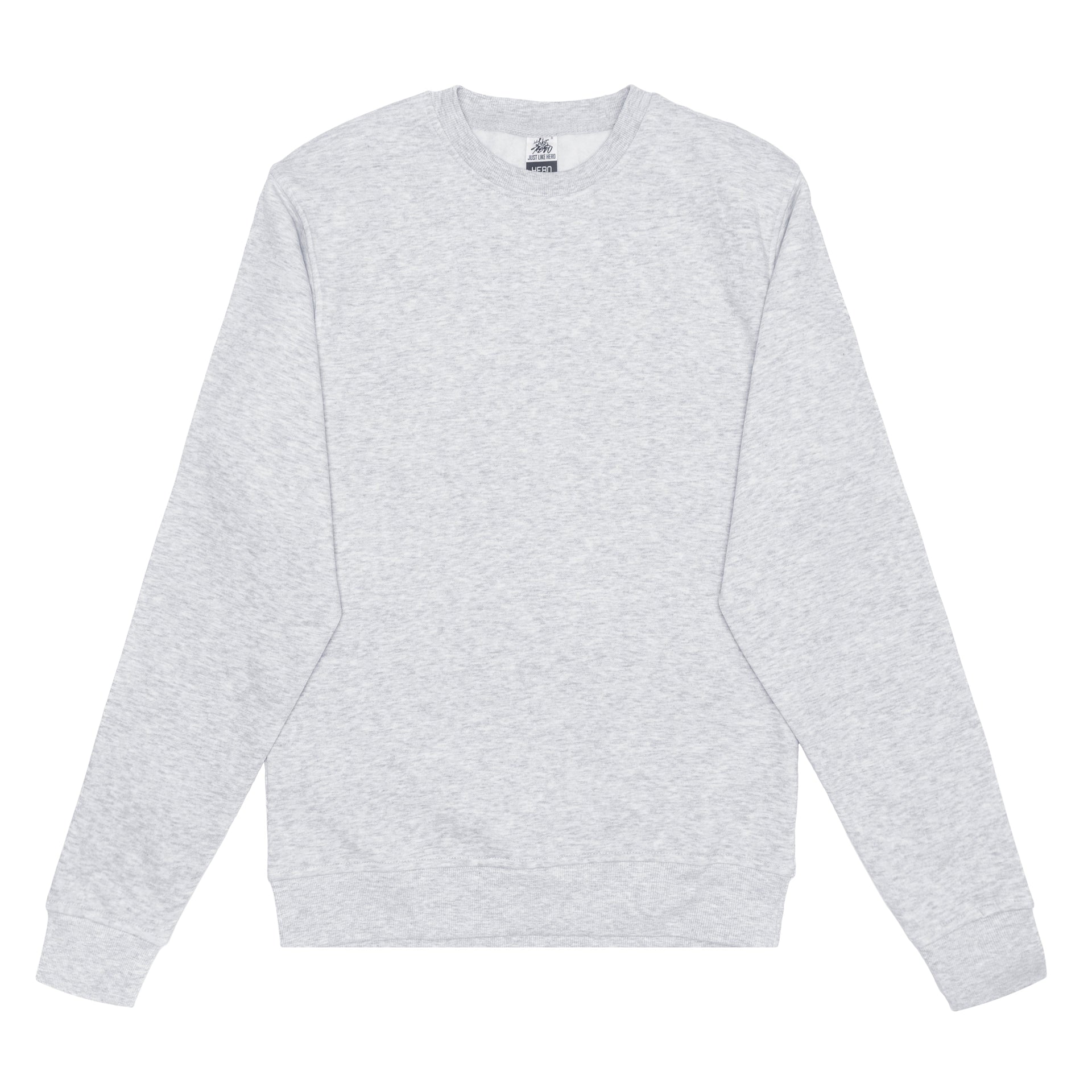 HERO-1020 Unisex Blank Crewneck Sweatshirt - Ash Heather 1020 2022 S/S Adult Crewneck Grey HERO New Tops Unisex
