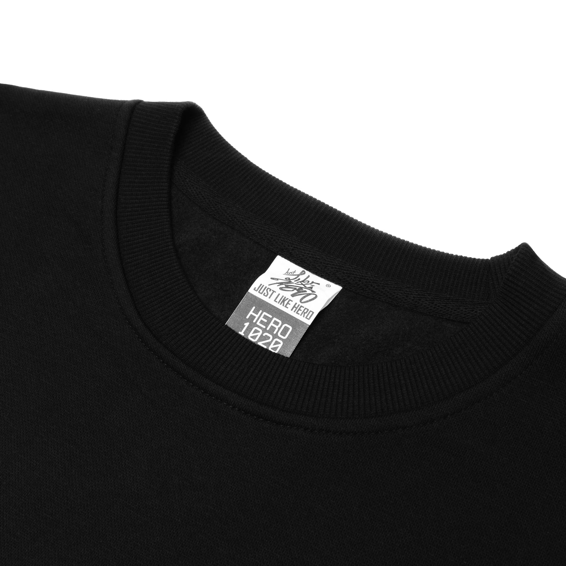 HERO-1020 Unisex Blank Crewneck Sweatshirt - Black 1020 Adult Black Crewneck HERO Tops Unisex