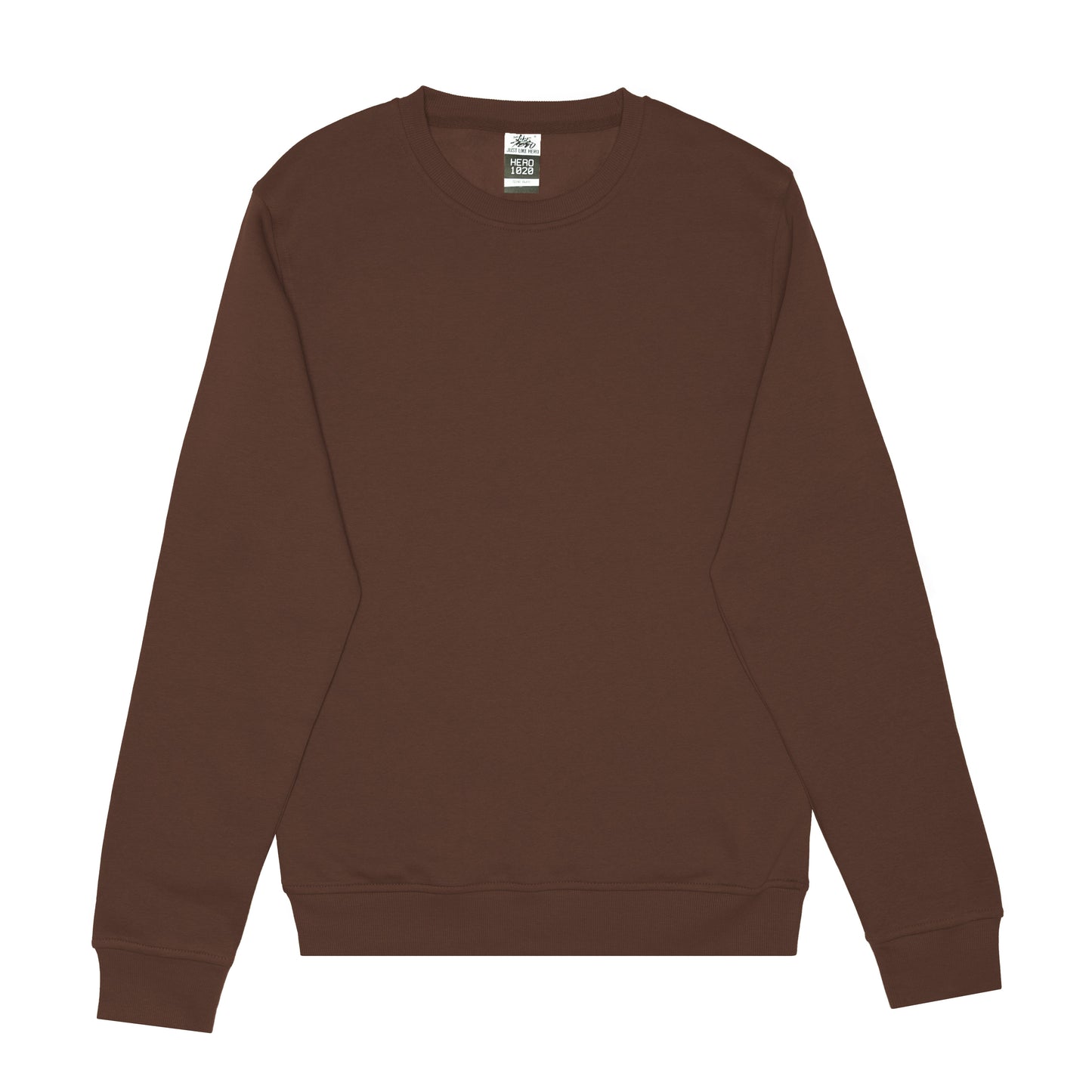 HERO-1020 Unisex Blank Crewneck Sweatshirt - Cocoa 1020 2021 F/W 2XL Adult Crewneck HERO L M S Tops Unisex XL XS