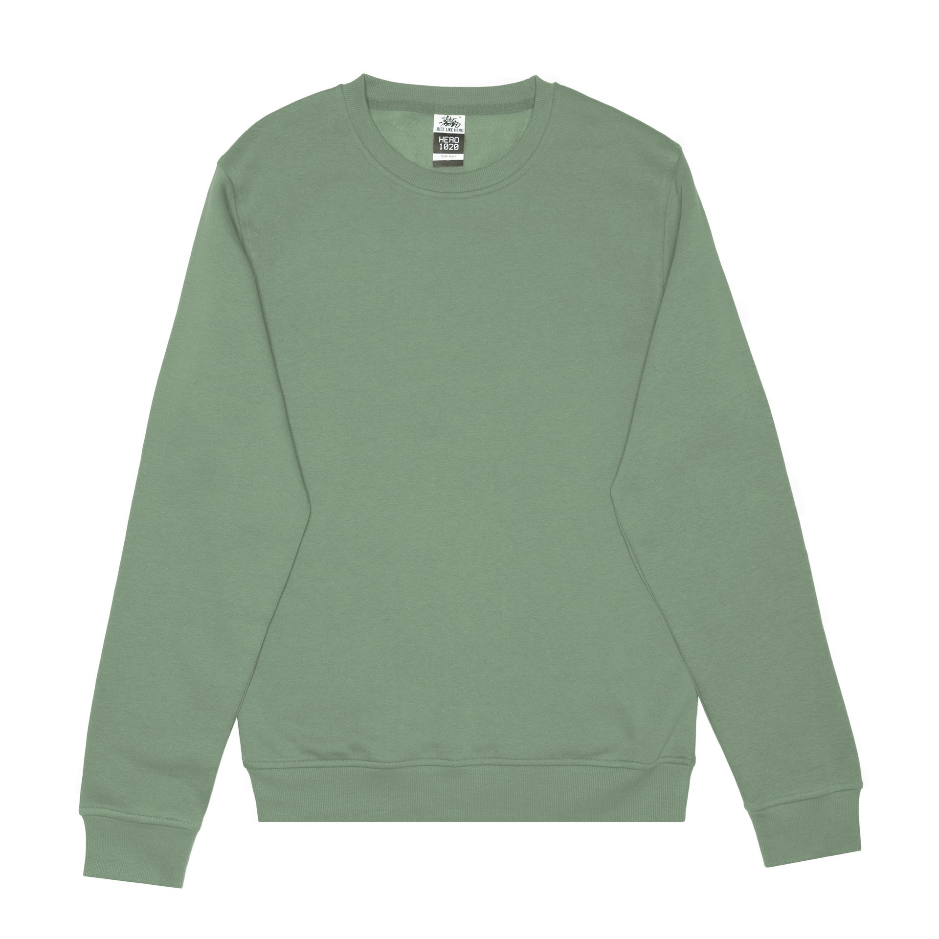 HERO-1020 Unisex Blank Crewneck Sweatshirt - Dusty Green 1020 2022 S/S Adult Crewneck Green HERO New Tops Unisex