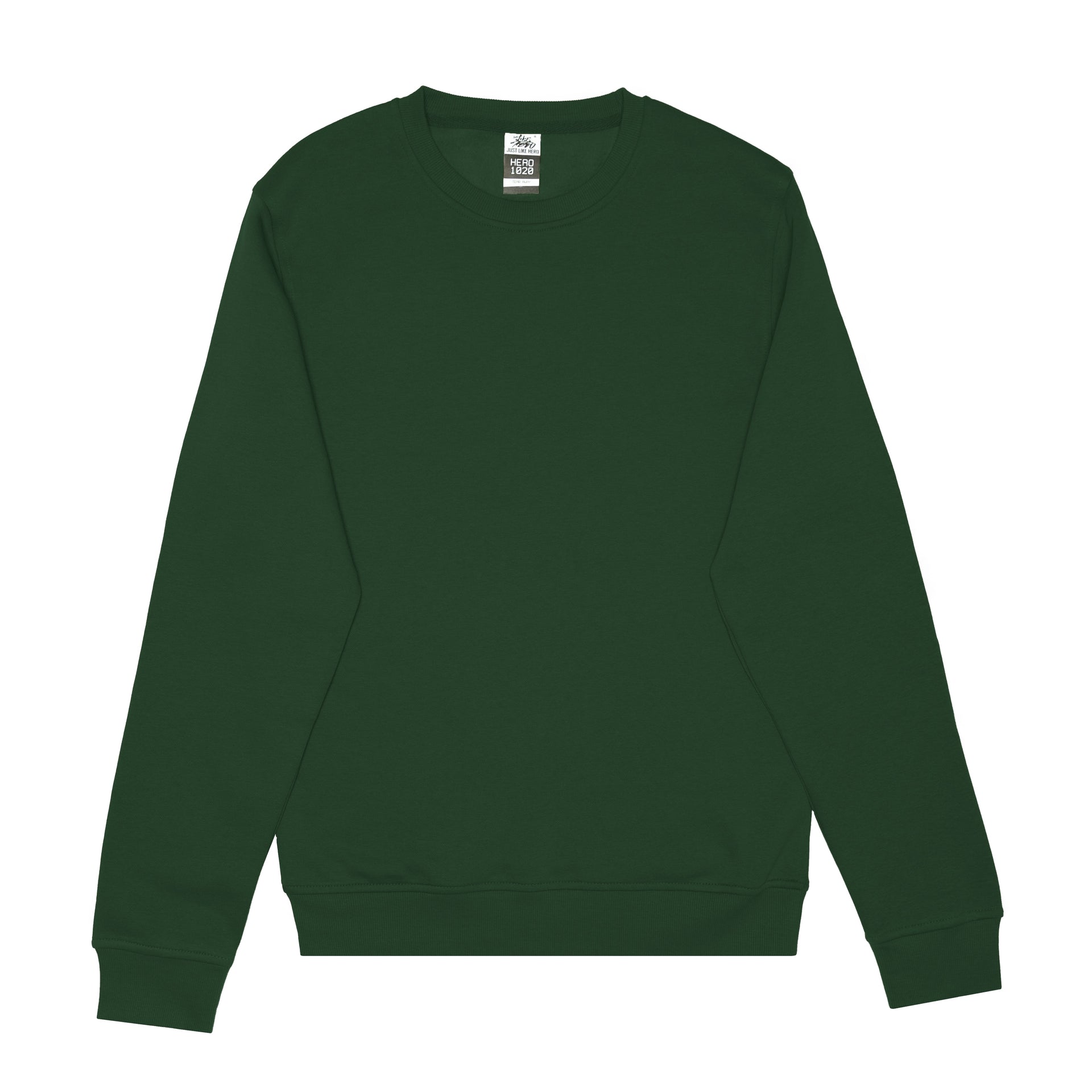 HERO-1020 Unisex Blank Crewneck Sweatshirt - Forest Green 1020 2023 Spring Sales Adult Crewneck Forest Green HERO Tops Unisex