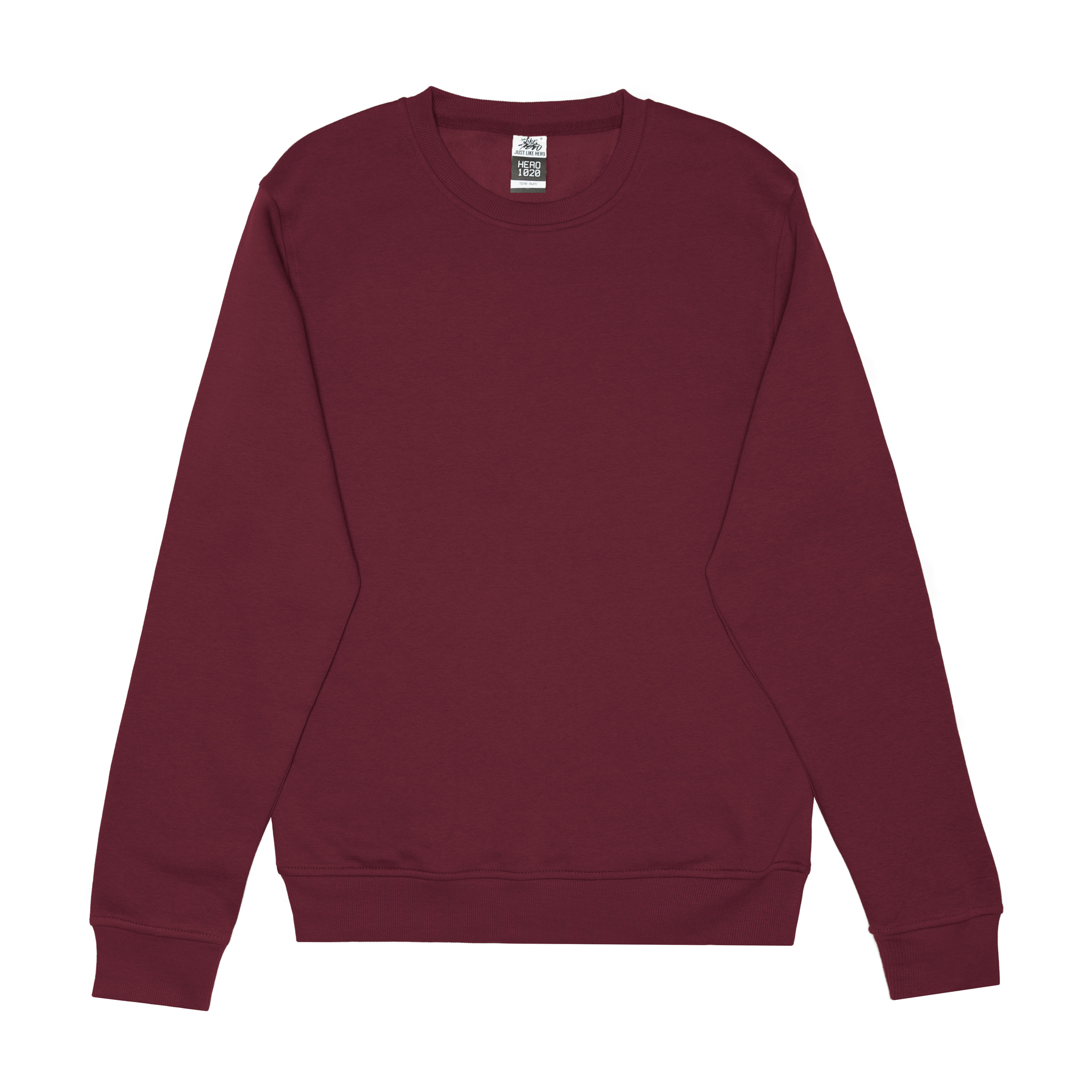 HERO-1020 Unisex Blank Crewneck Sweatshirt - Maroon 1020 Adult Crewneck HERO Red Tops Unisex