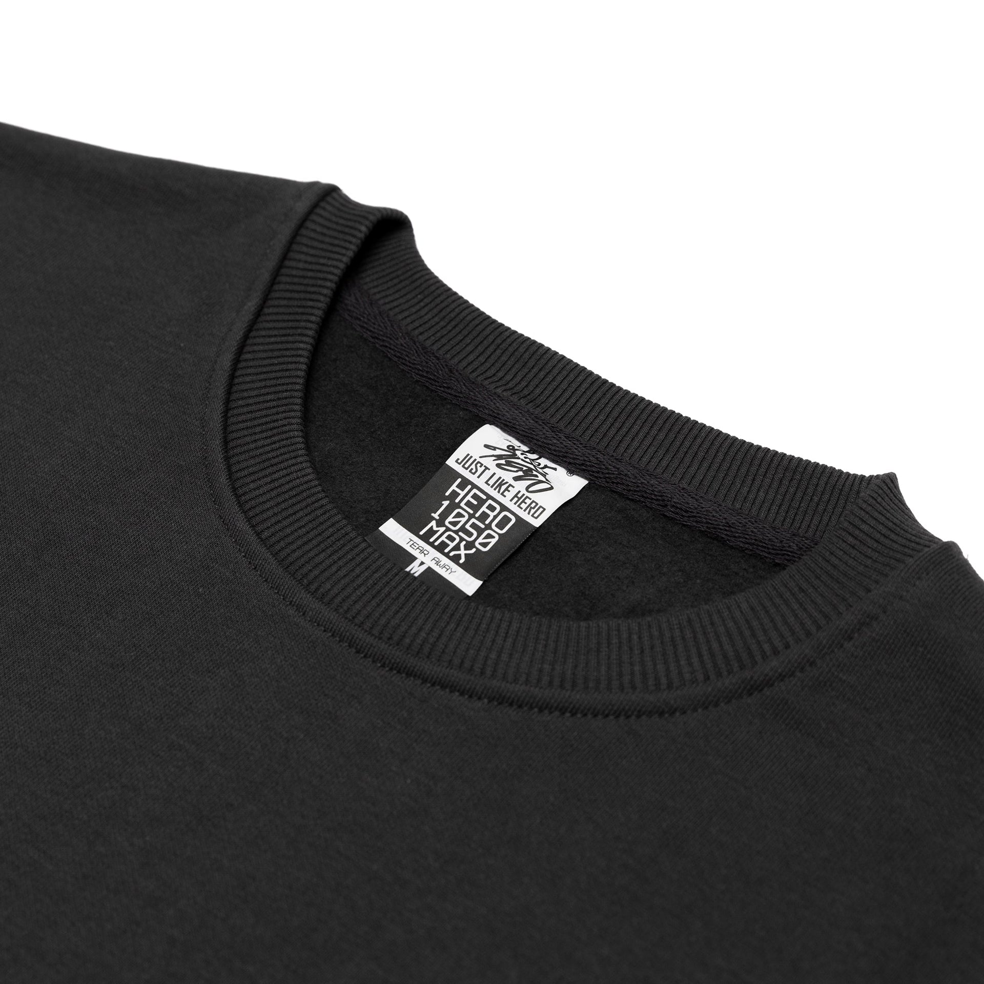 HERO-1050 MAX Unisex Blank Crewneck Sweatshirt - Off Black 1050M Adult Black Crewneck HERO MAX Tops Unisex