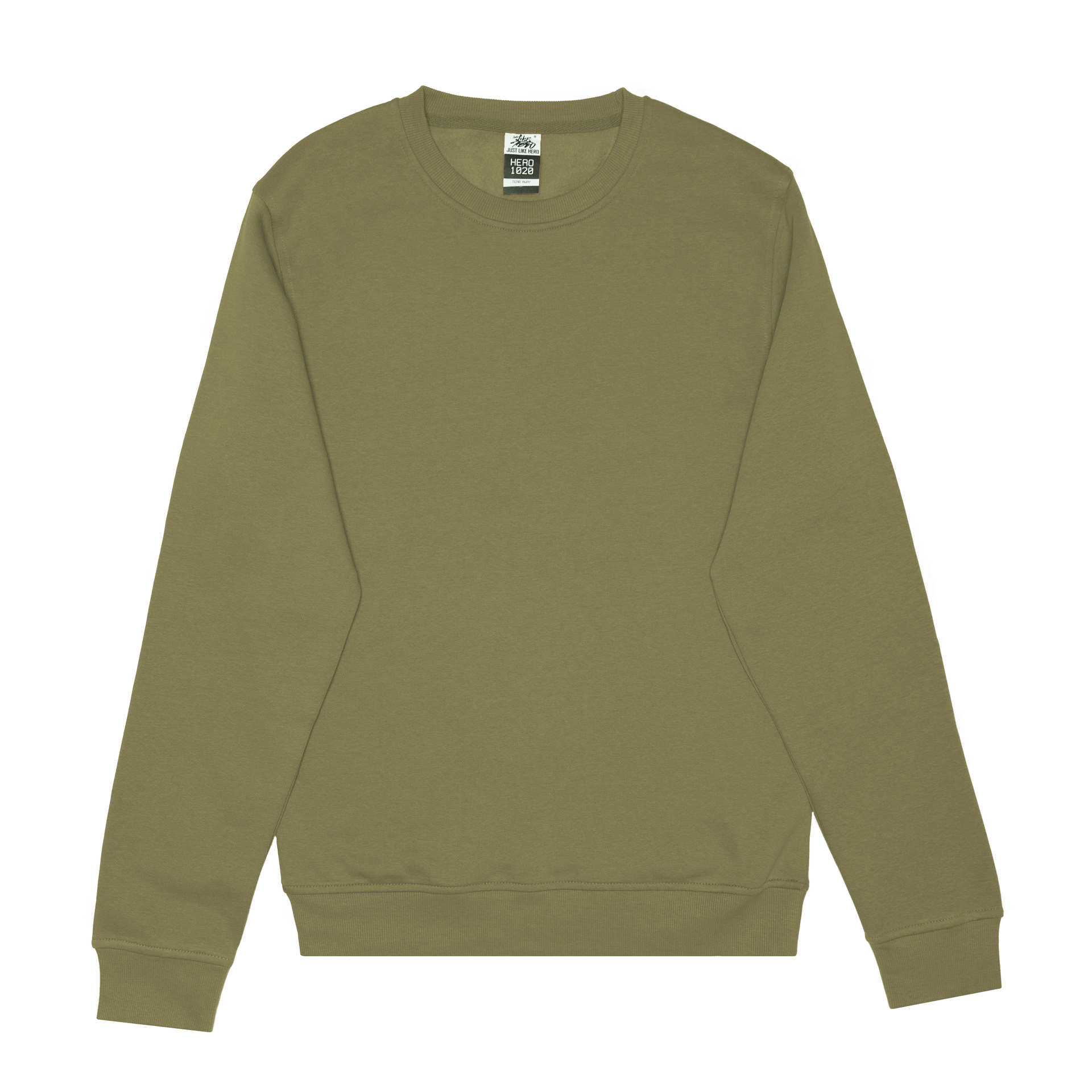 HERO-1020 Unisex Blank Crewneck Sweatshirt - Olive 1020 2021 F/W Adult Crewneck HERO New Tops Unisex