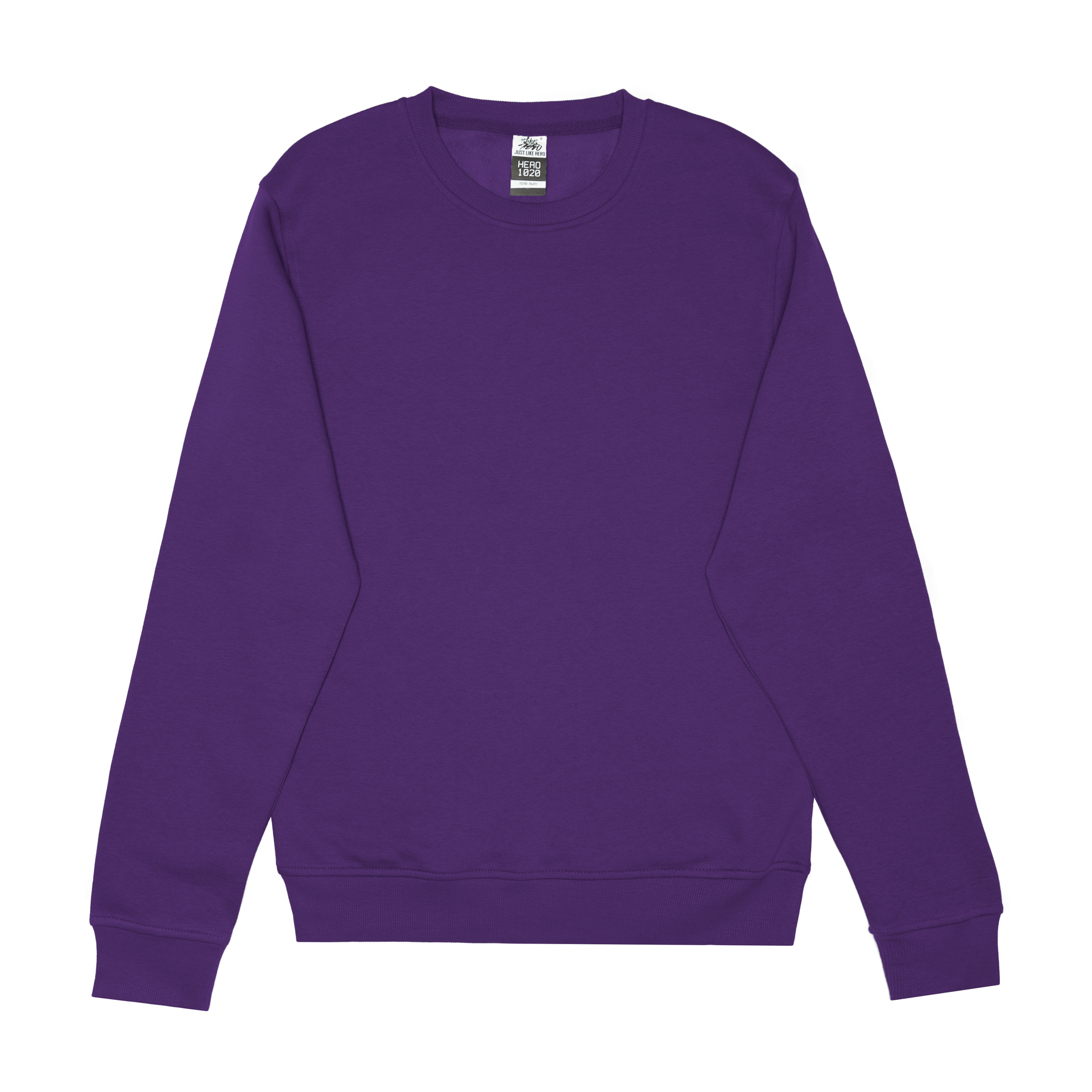 HERO-1020 Unisex Blank Crewneck Sweatshirt - Purple 1020 Adult Crewneck HERO Tops Unisex