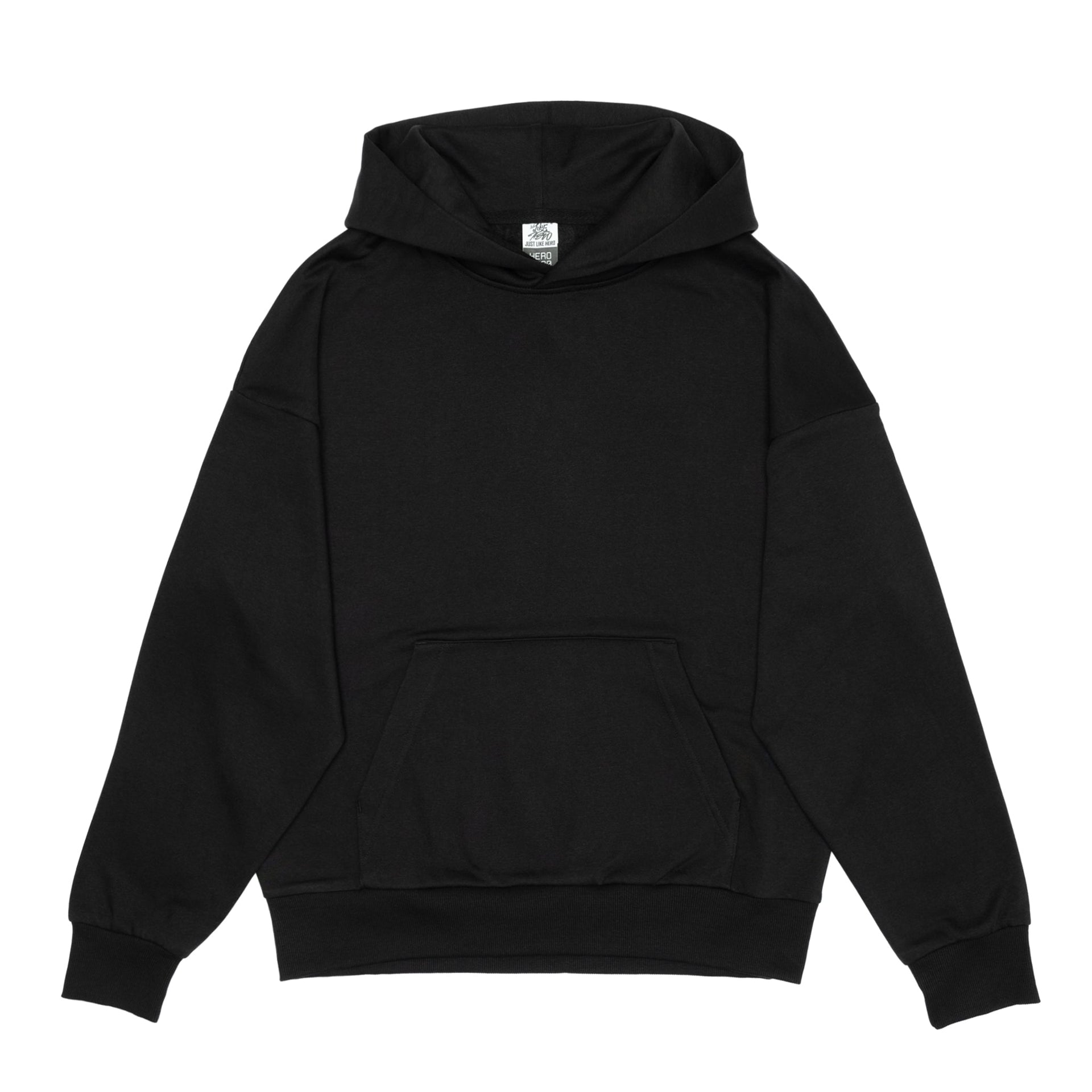 HERO-2120 Unisex Drop Shoulder Pullover Hoodie - Black 2120 Adult Black HERO Tops Unisex