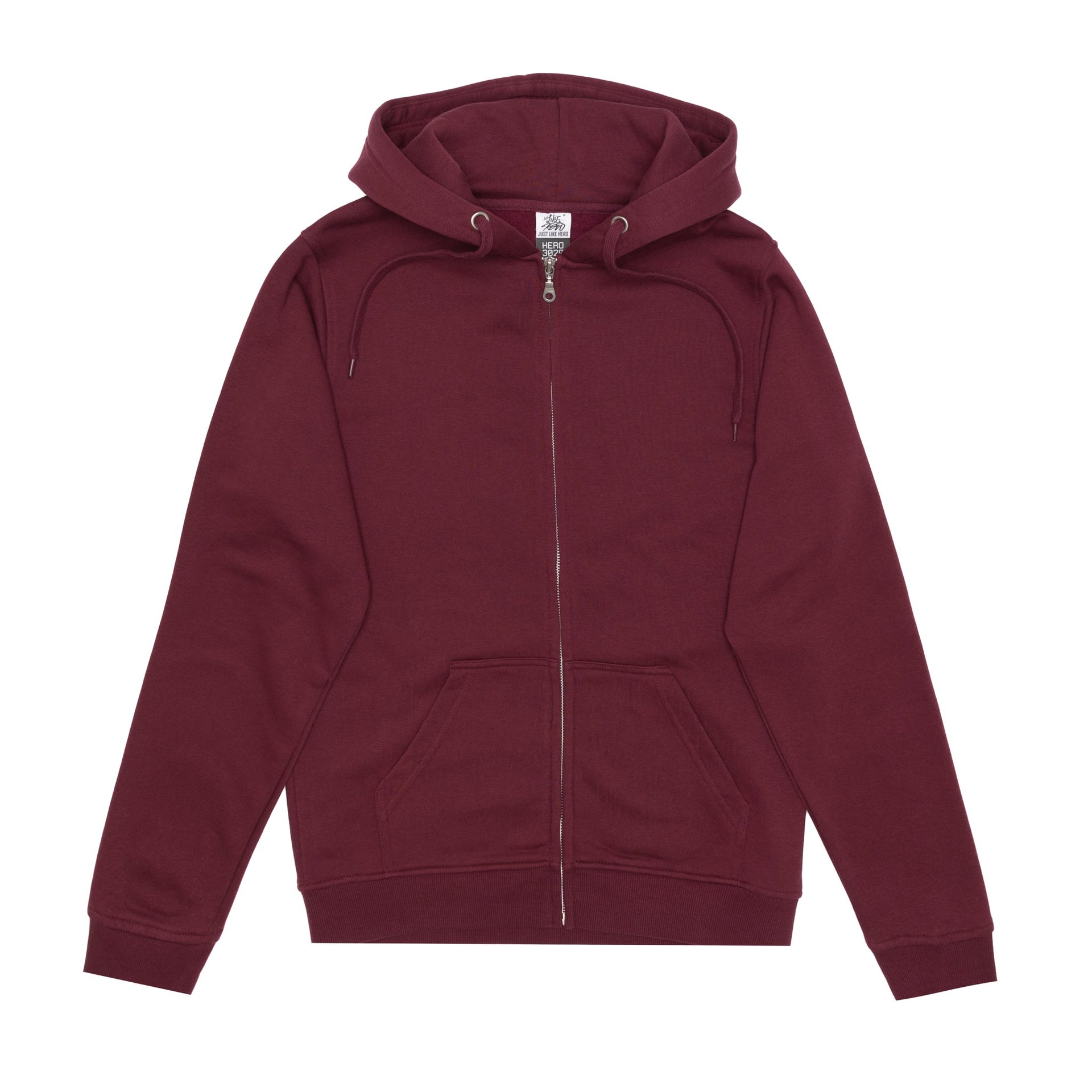 HERO-3020 Unisex Full Zip Hoodie - Maroon 3020 Adult Full-Zip Grey HERO Tops Unisex