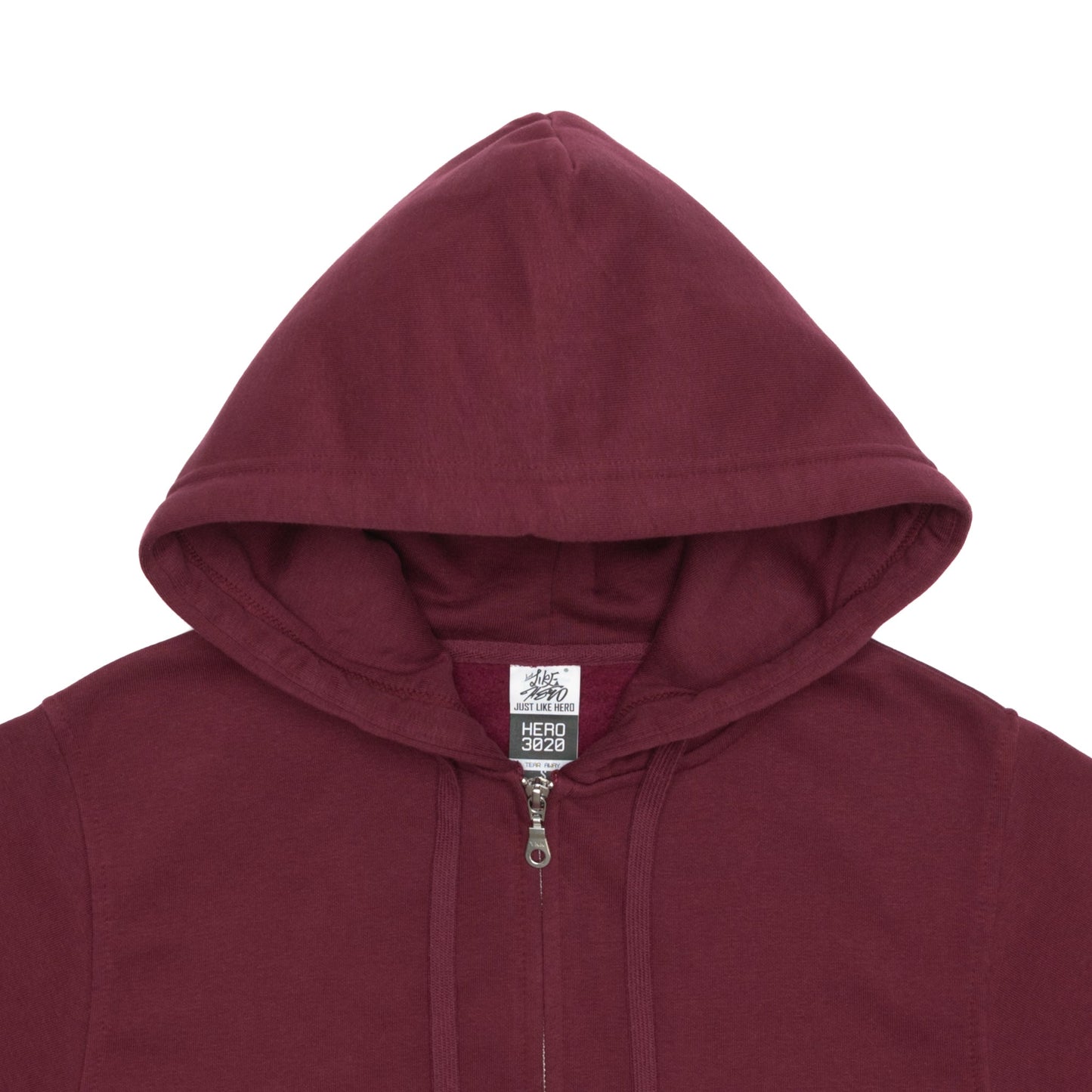 HERO-3020 Unisex Full Zip Hoodie - Maroon 2XL 3020 3XL 4XL 5XL Adult Full-Zip Grey HERO L M S Tops Unisex XL XS